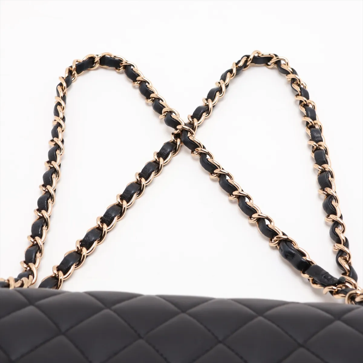 [Individually packaged] Chanel Matelassé 25 Lambskin Double Flap Double Chain Bag, Black with Gold Hardware, 13175550, Serial Number , A01112 — view 6