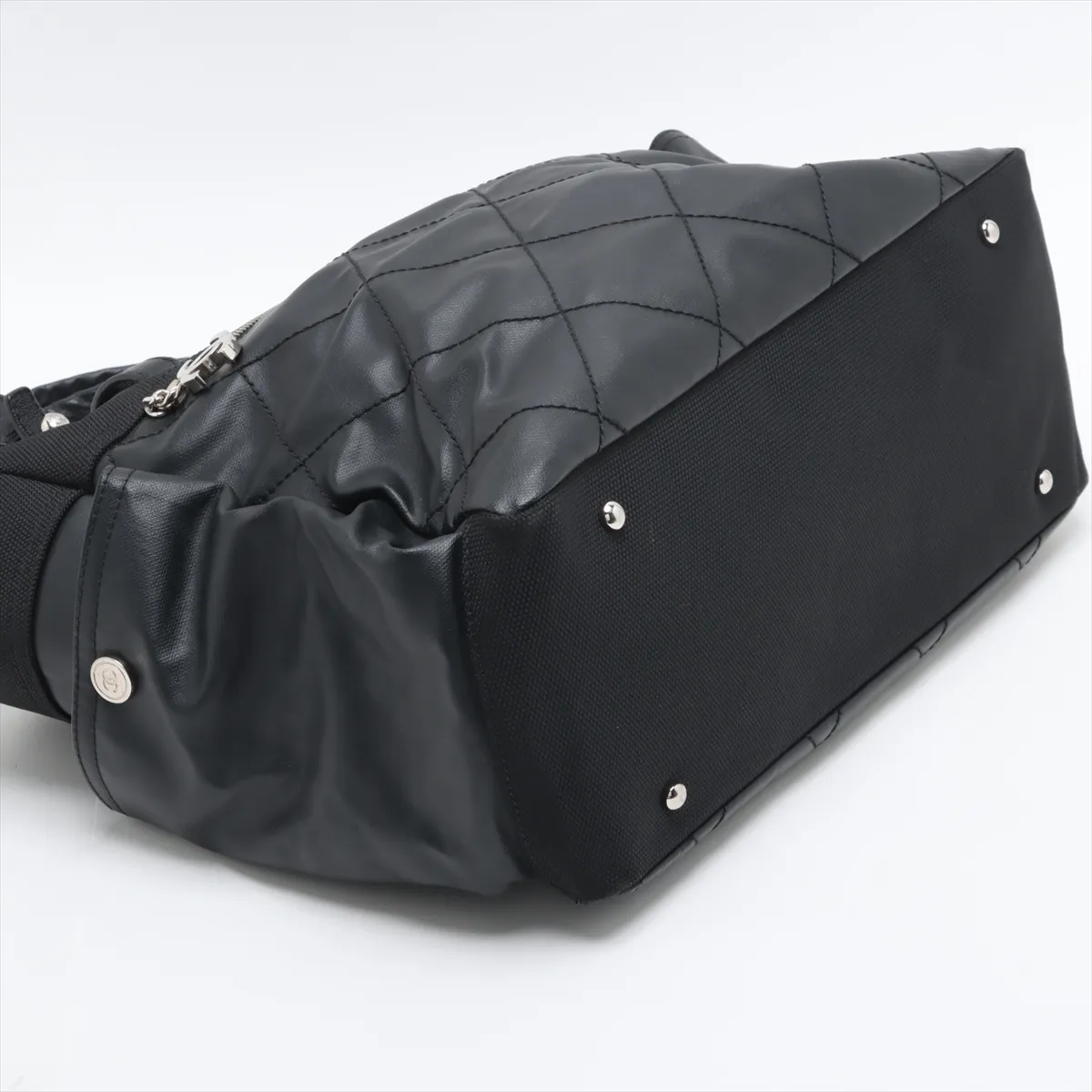 Paris Biarritz GM Coated Canvas Tote Bag, Black with Silver Hardware, Item No. 11194875, Series No. 11 — view 4