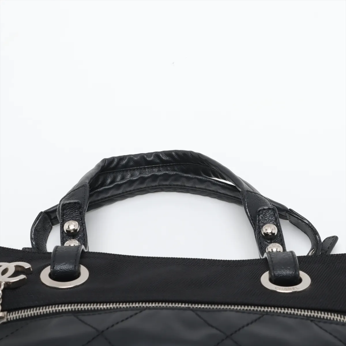 Paris Biarritz GM Coated Canvas Tote Bag, Black with Silver Hardware, Item No. 11194875, Series No. 11 — view 6