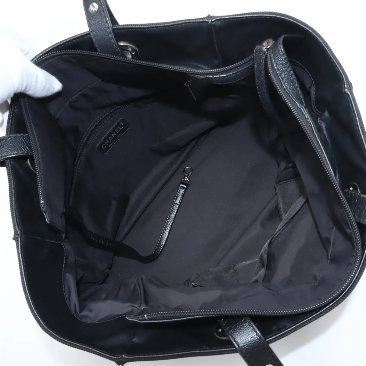 Paris Biarritz GM Coated Canvas Tote Bag, Black with Silver Hardware, Item No. 11194875, Series No. 11 — view 7