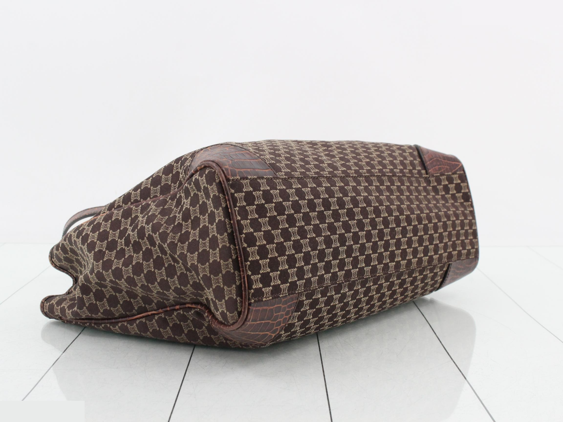 Macadam Crocodile Embossed Canvas Tote Bag — view 5