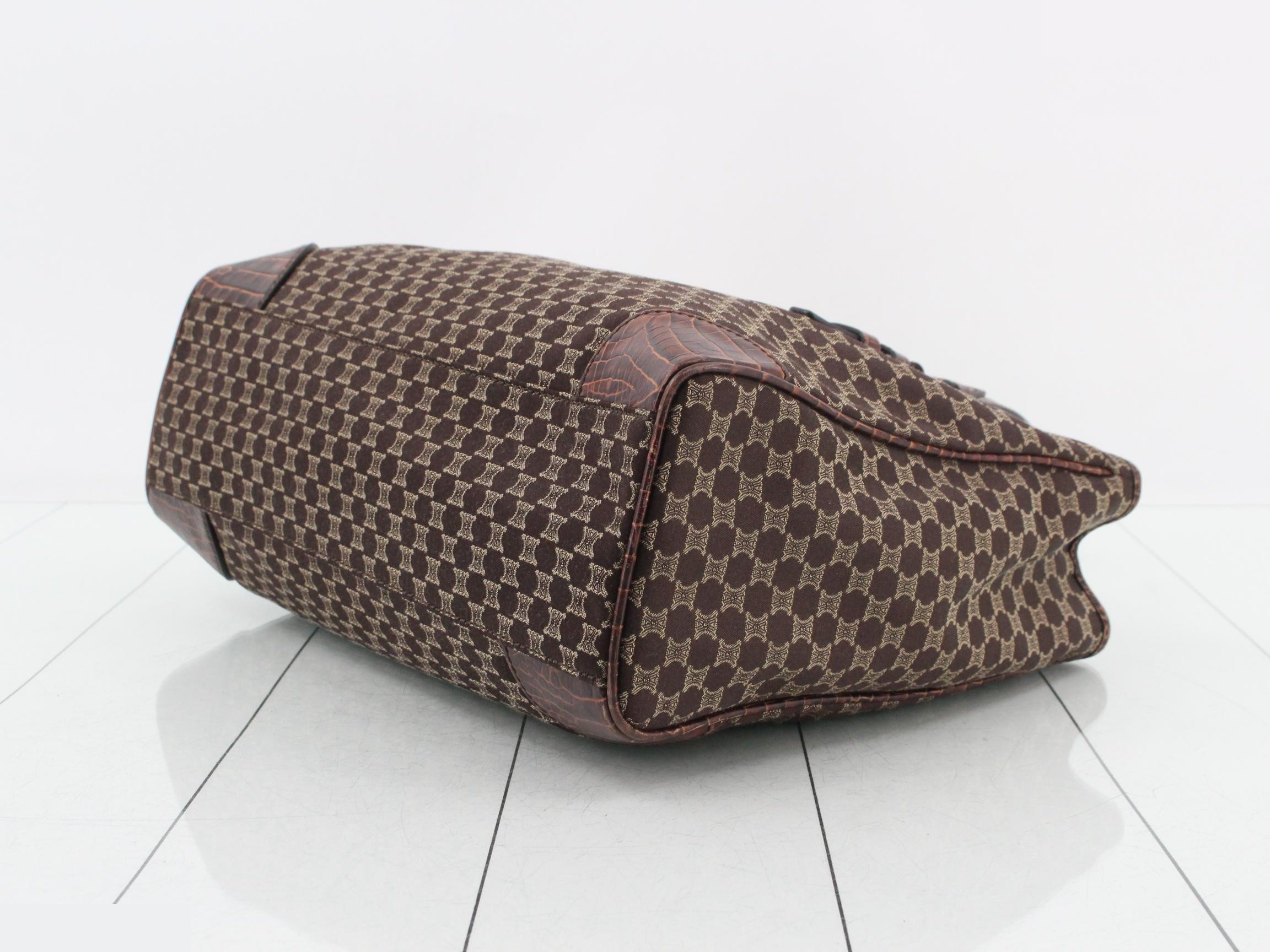 Macadam Crocodile Embossed Canvas Tote Bag — view 6