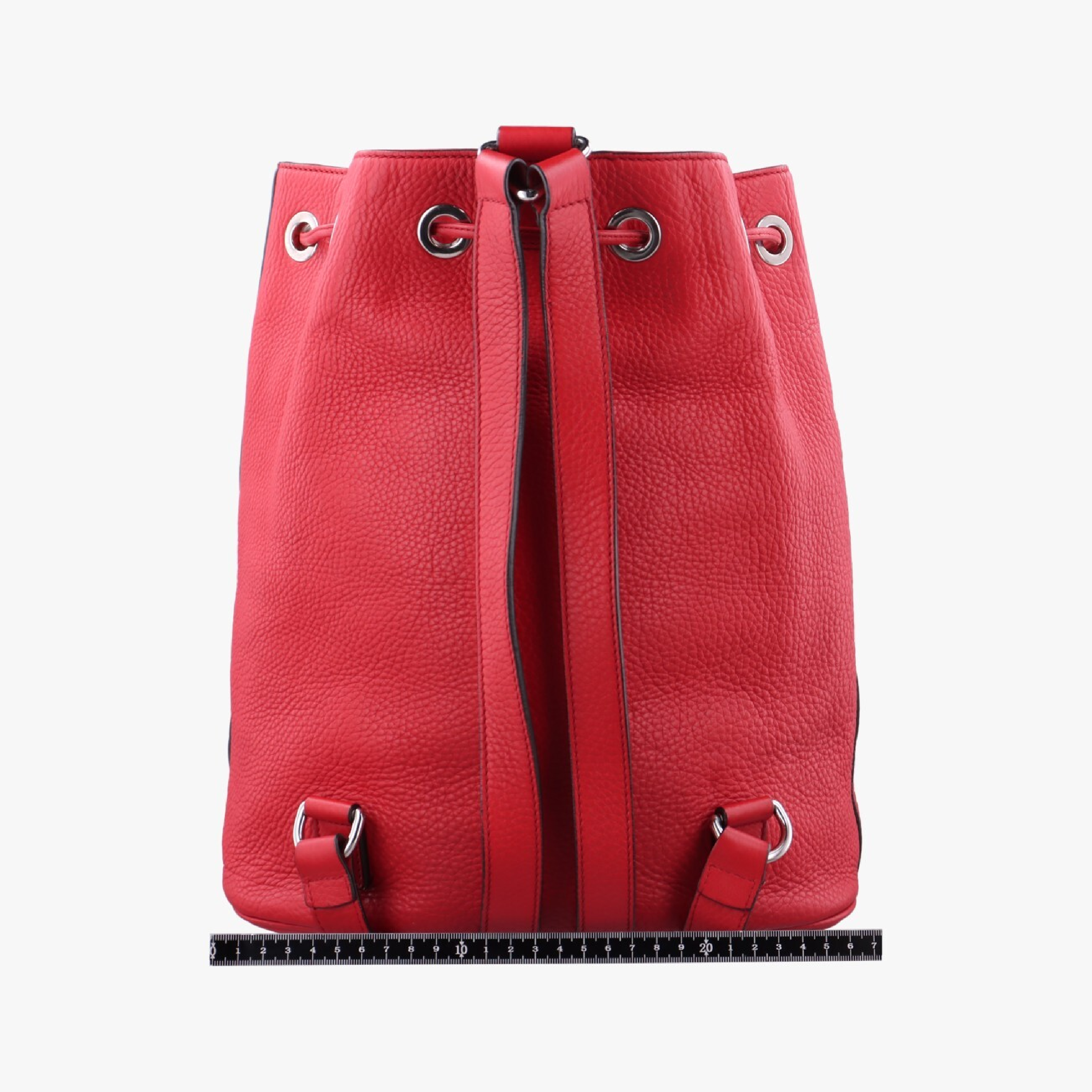 Soho Drawstring Backpack, Red Leather, 368588 E018442194 — view 2