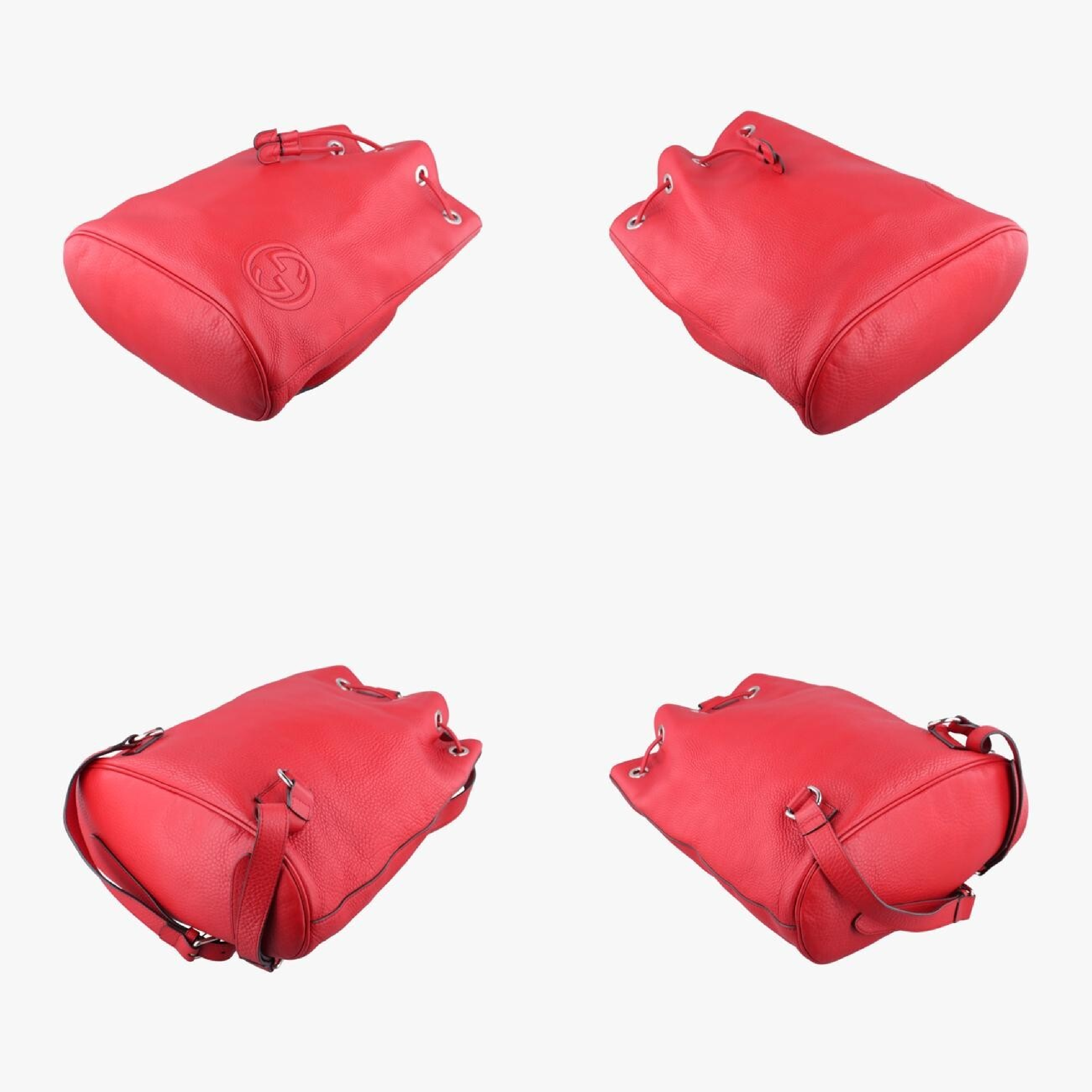 Soho Drawstring Backpack, Red Leather, 368588 E018442194 — view 4
