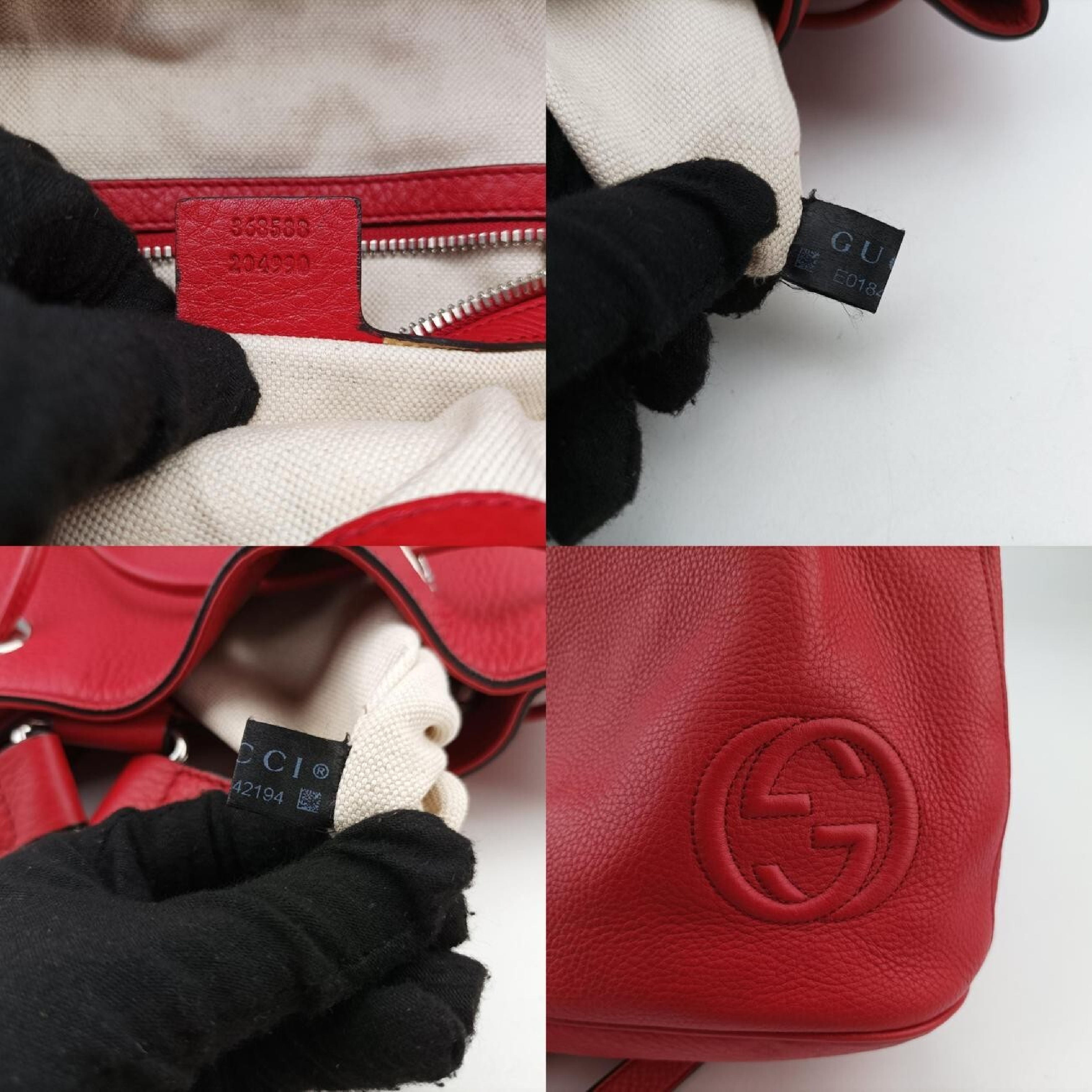 Soho Drawstring Backpack, Red Leather, 368588 E018442194 — view 8