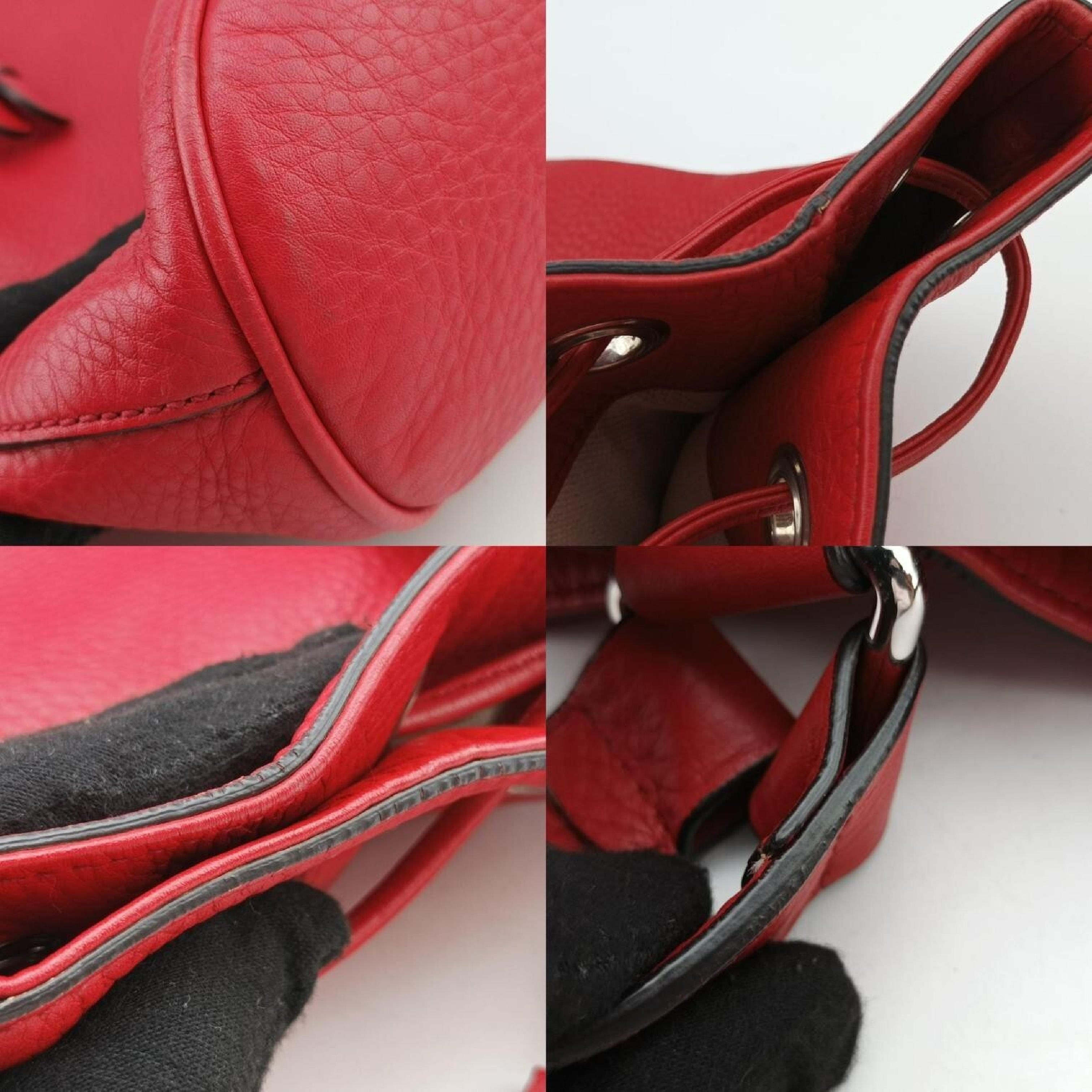 Soho Drawstring Backpack, Red Leather, 368588 E018442194 — view 9