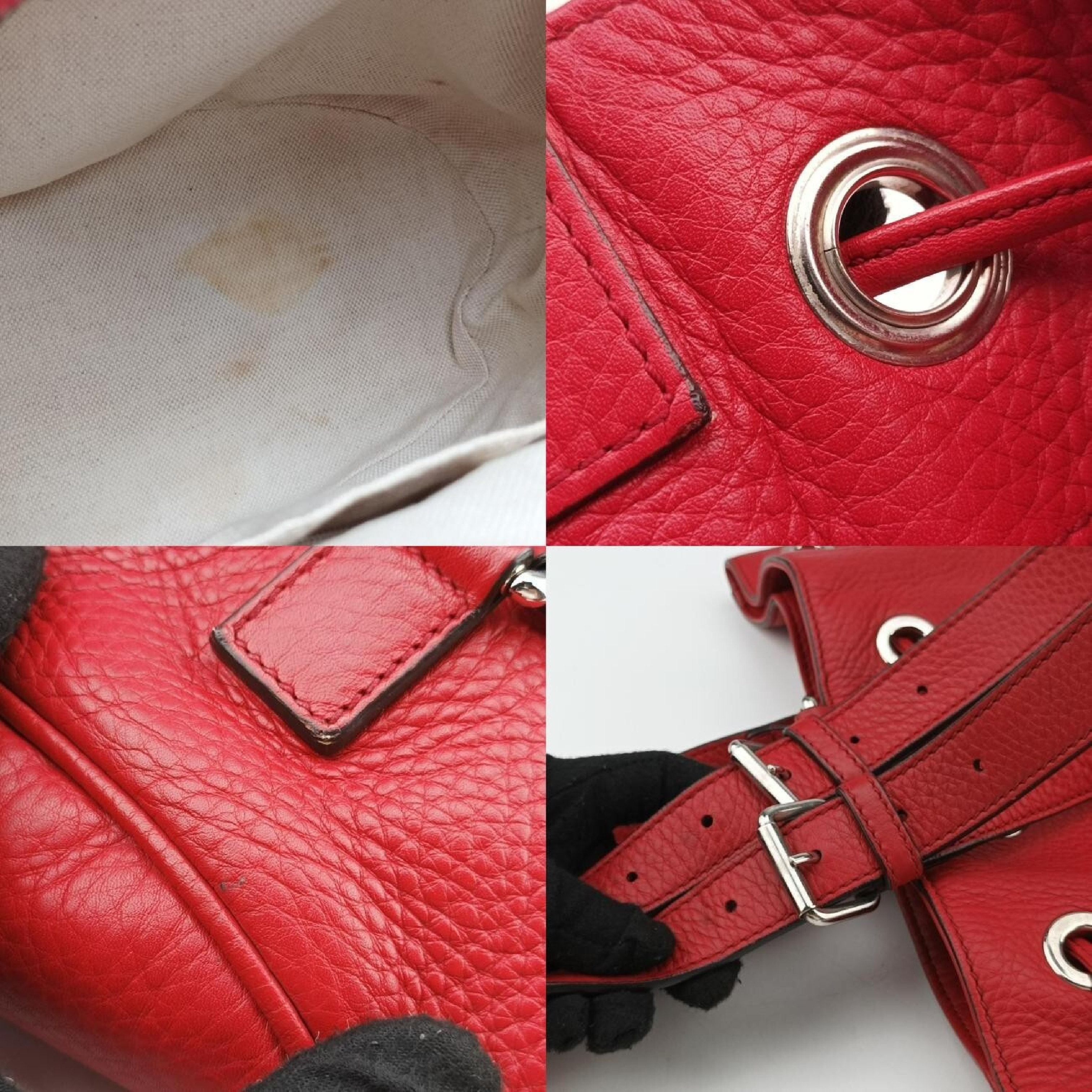 Soho Drawstring Backpack, Red Leather, 368588 E018442194 — view 10