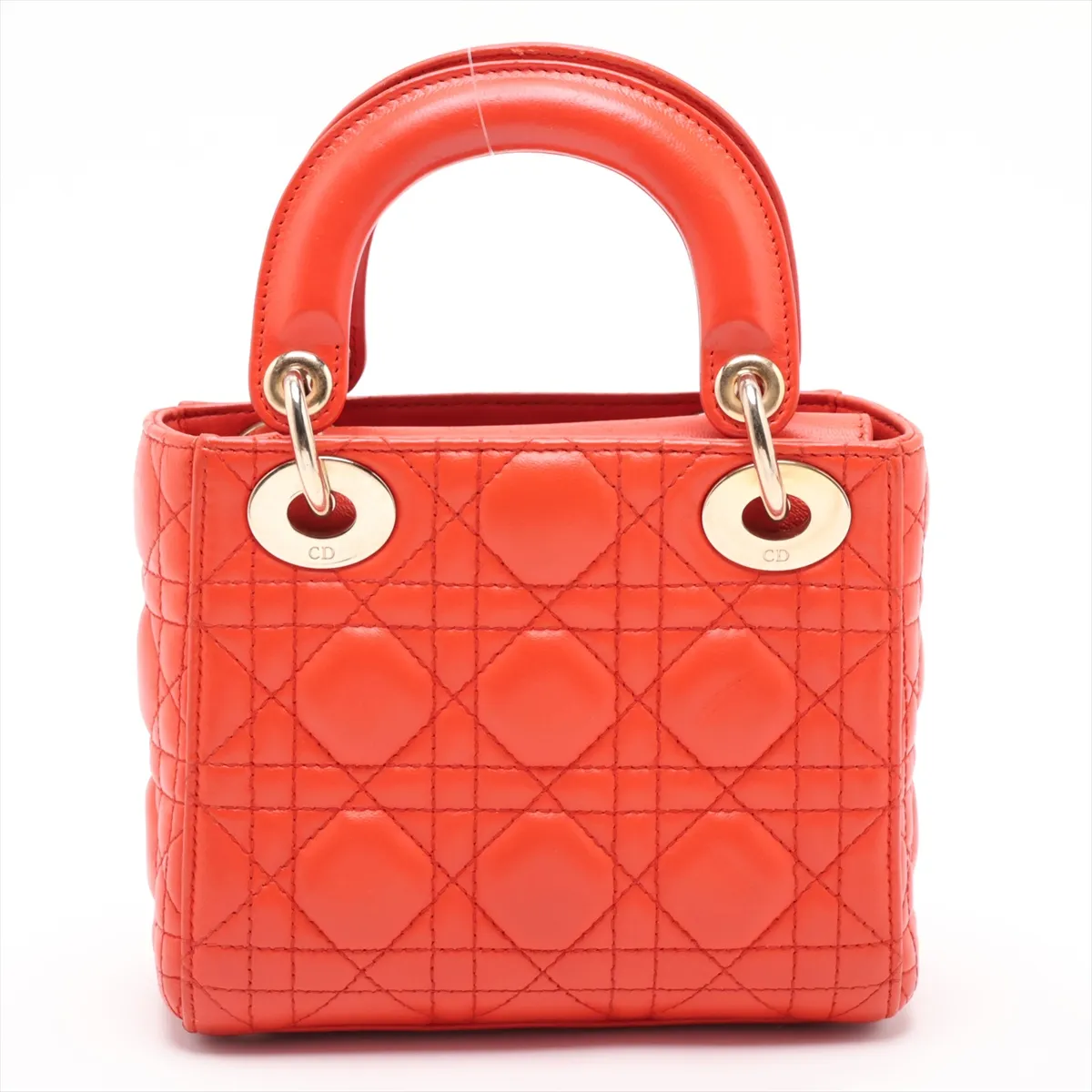 Lady Dior Cannage Leather 2-Way Handbag Orange — view 2