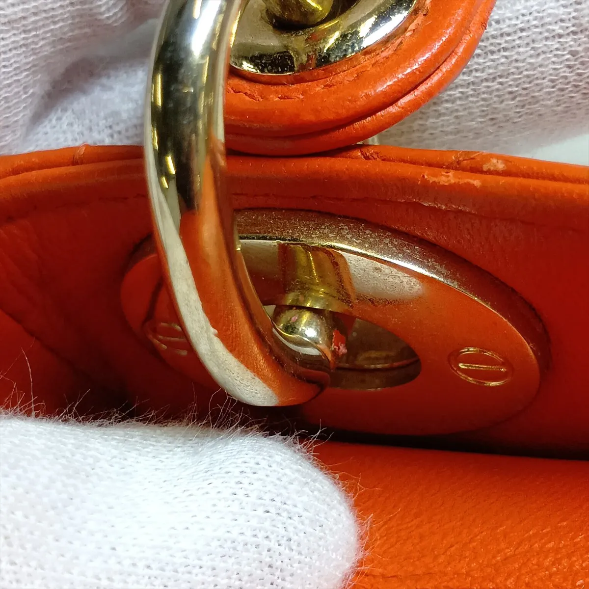 Lady Dior Cannage Leather 2-Way Handbag Orange — view 13