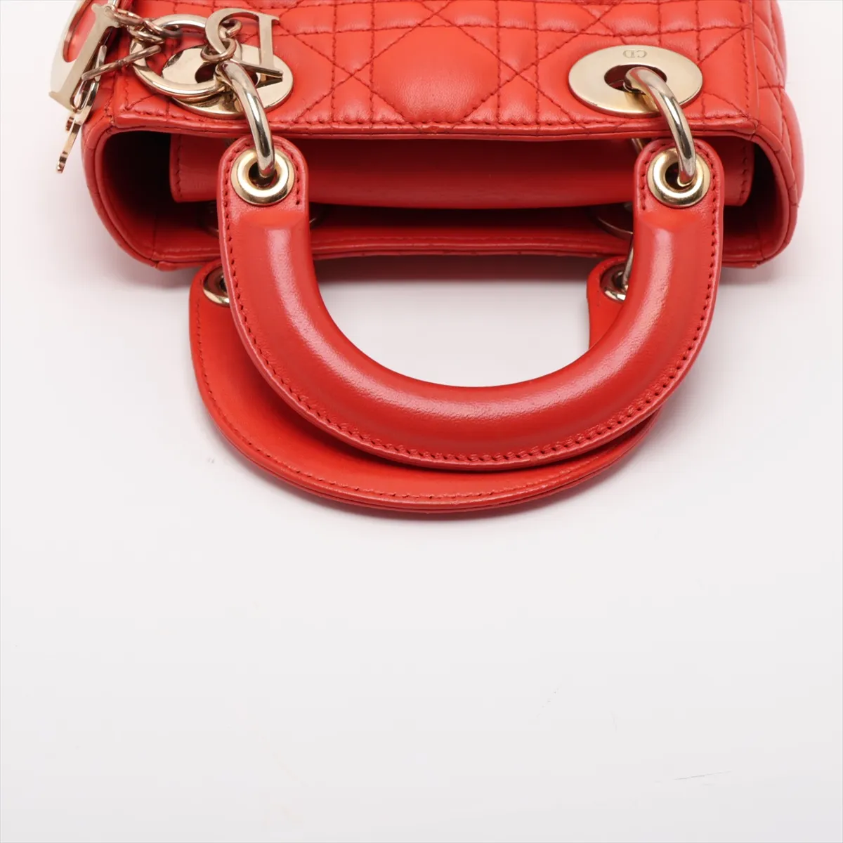 Lady Dior Cannage Leather 2-Way Handbag Orange — view 5