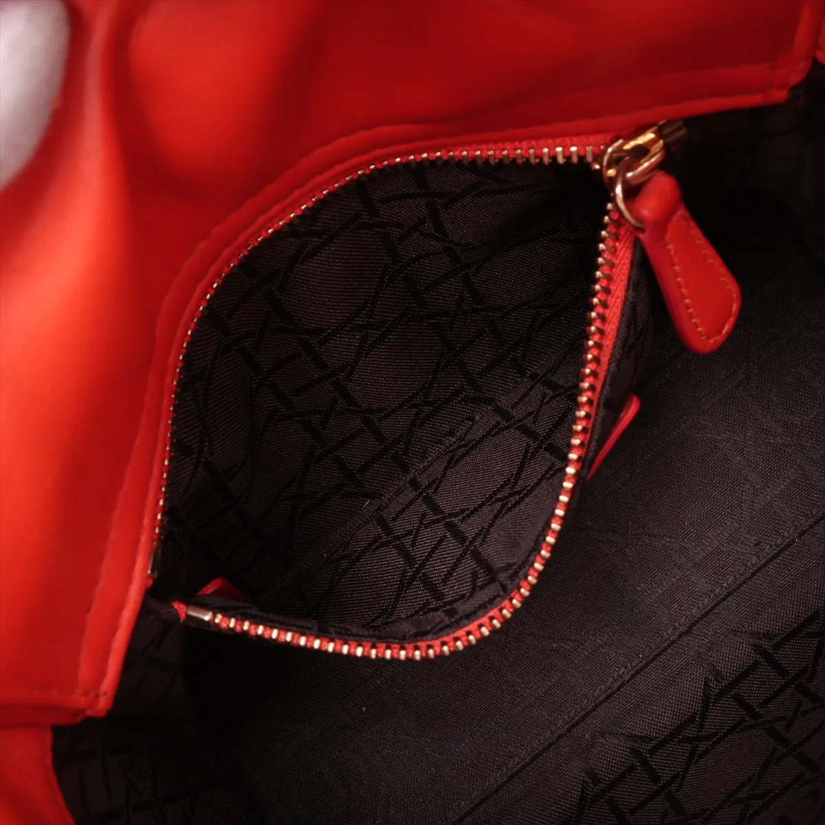 Lady Dior Cannage Leather 2-Way Handbag Orange — view 9