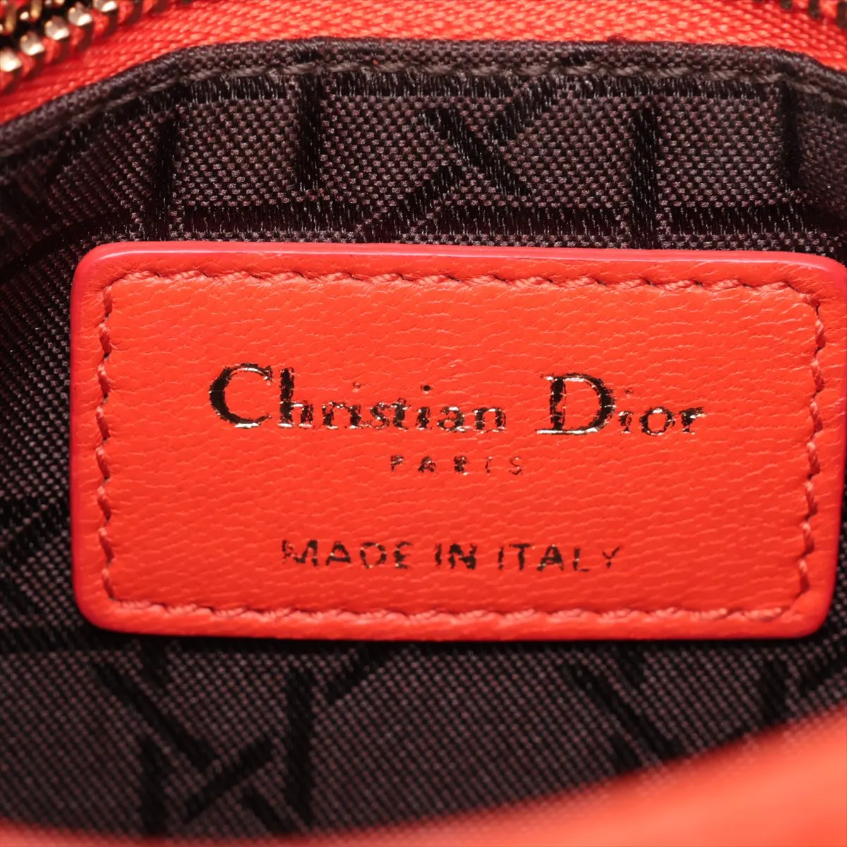 Lady Dior Cannage Leather 2-Way Handbag Orange — view 10