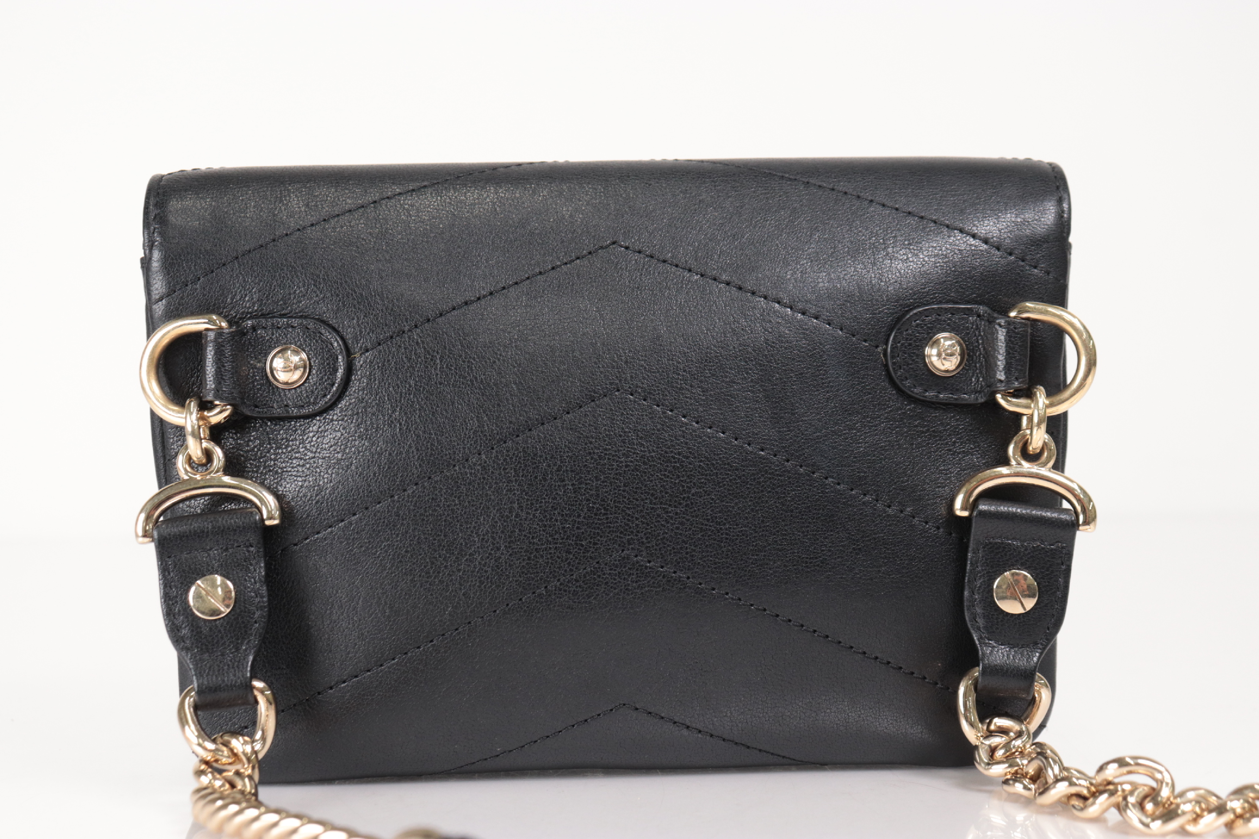 V-stitch Double Flap Lambskin Chain Waist Bag (Serial No. 26) — view 3