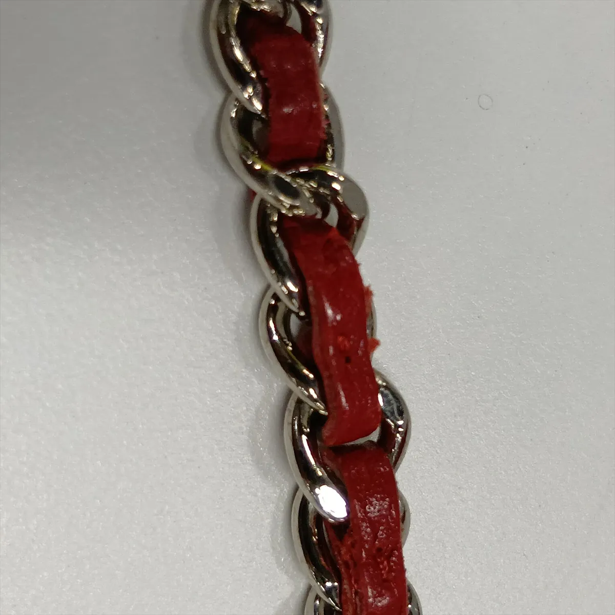 Coco Mark Caviar Skin Chain Wallet, Red, Silver Hardware, 16342427, Serial Number 16 — view 15