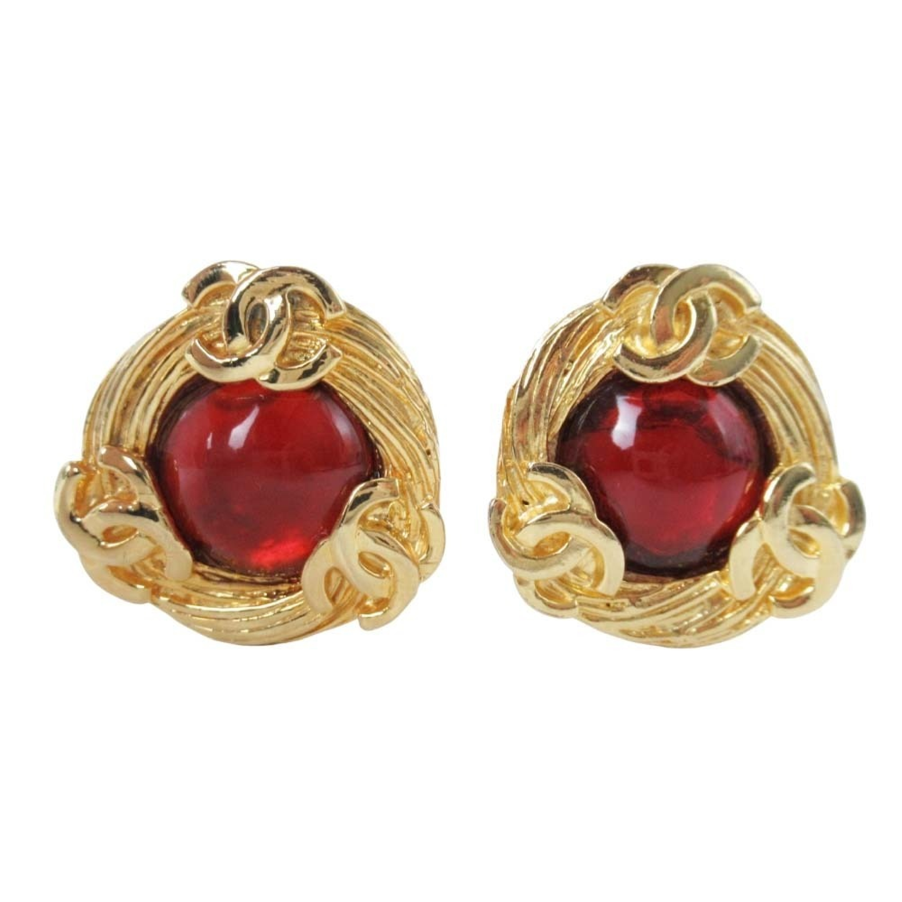 1990 vintage Coco Mark Gripoix earrings, costume jewelry, accessories, gold, red, other accessories.