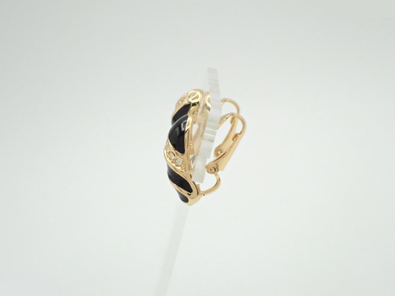 Earrings, Black/Gold, Rhinestone — view 3