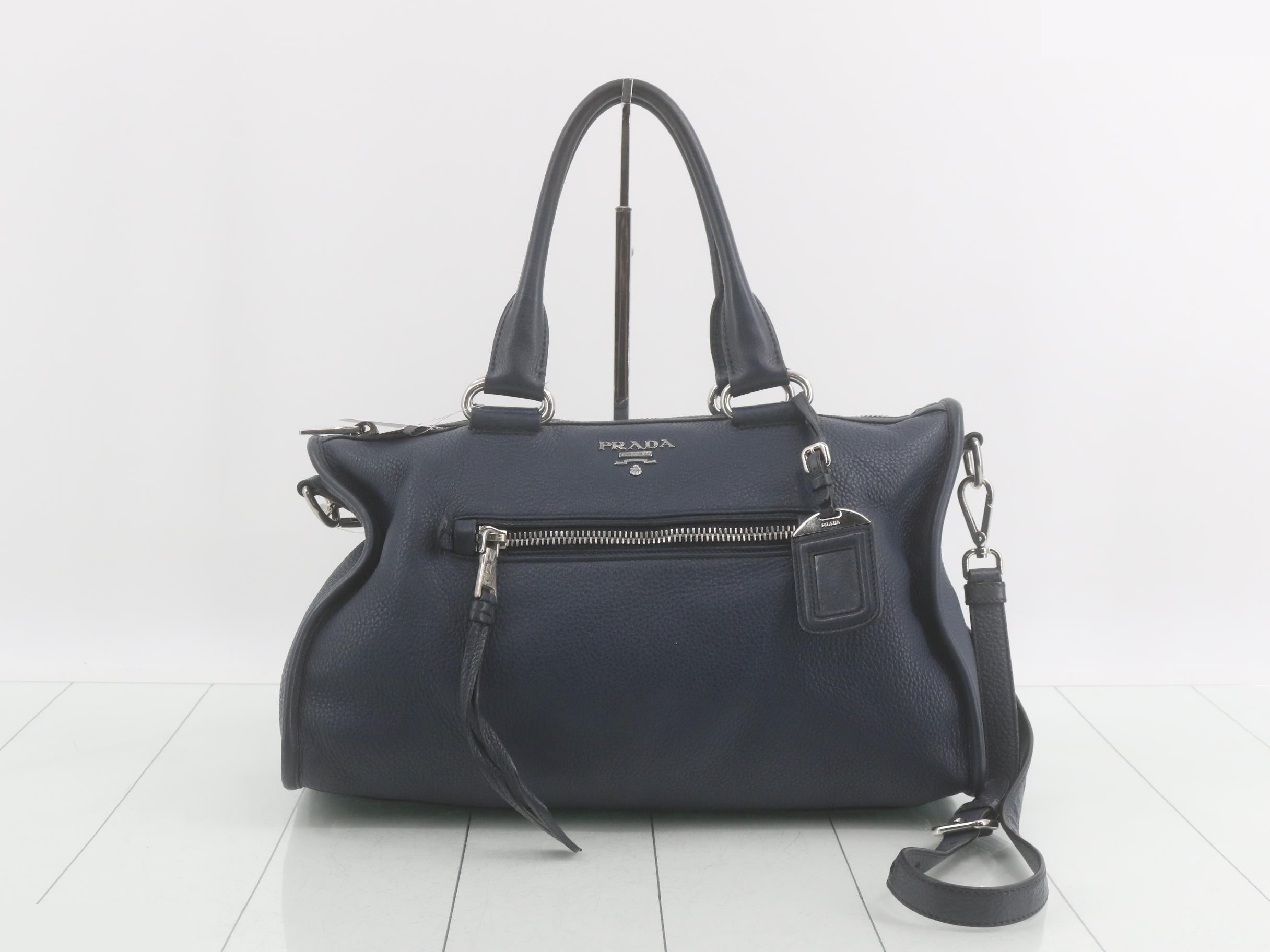Vitello Phoenix Leather Handbag, 2-Way, with Strap