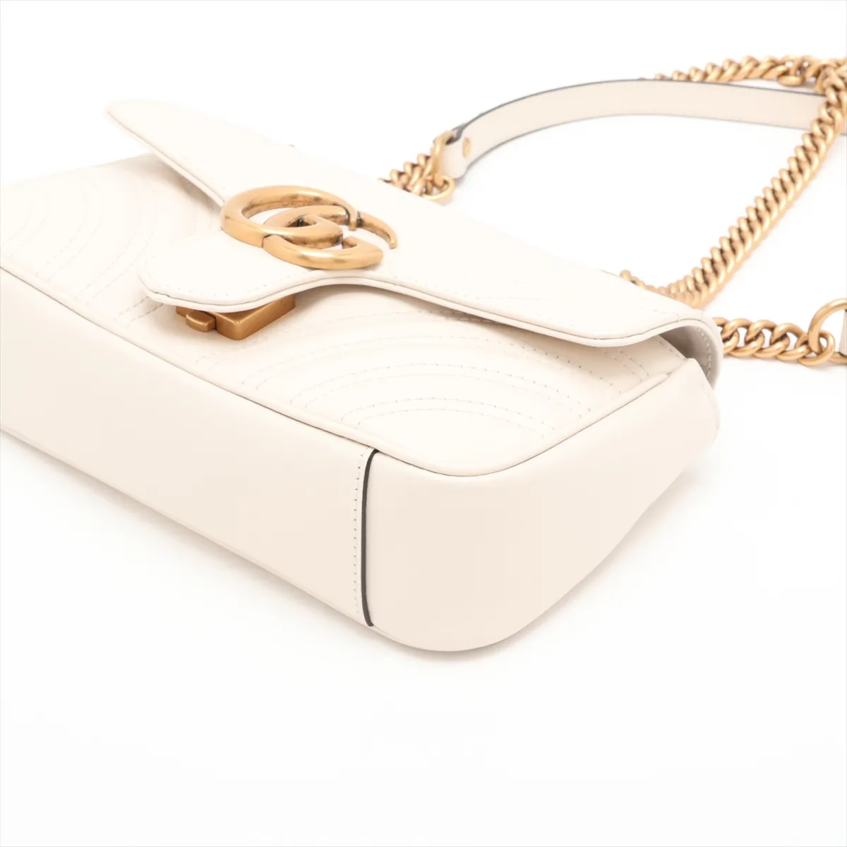 GG Marmont Leather Shoulder Bag, White, 446744 — view 3
