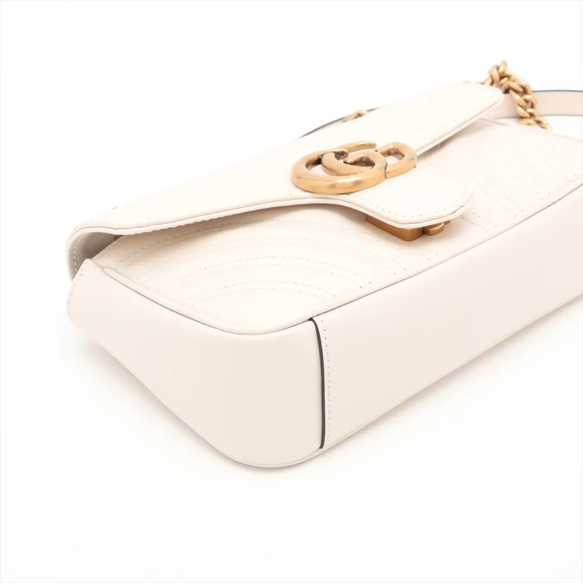 GG Marmont Leather Shoulder Bag, White, 446744 — view 4