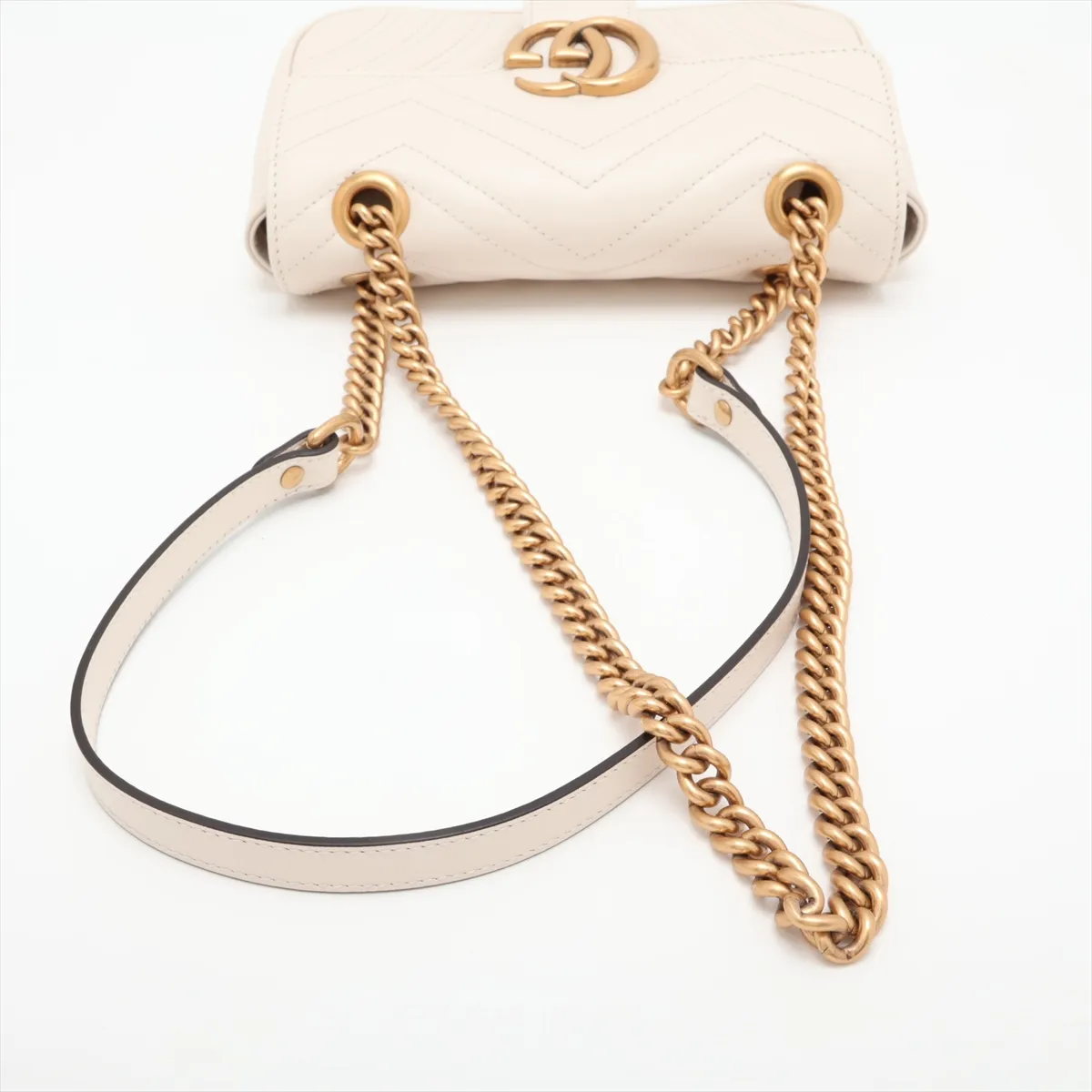 GG Marmont Leather Shoulder Bag, White, 446744 — view 5