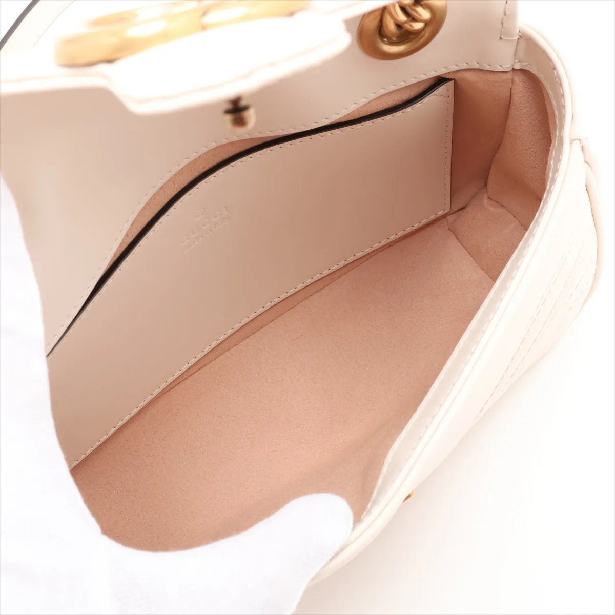 GG Marmont Leather Shoulder Bag, White, 446744 — view 7
