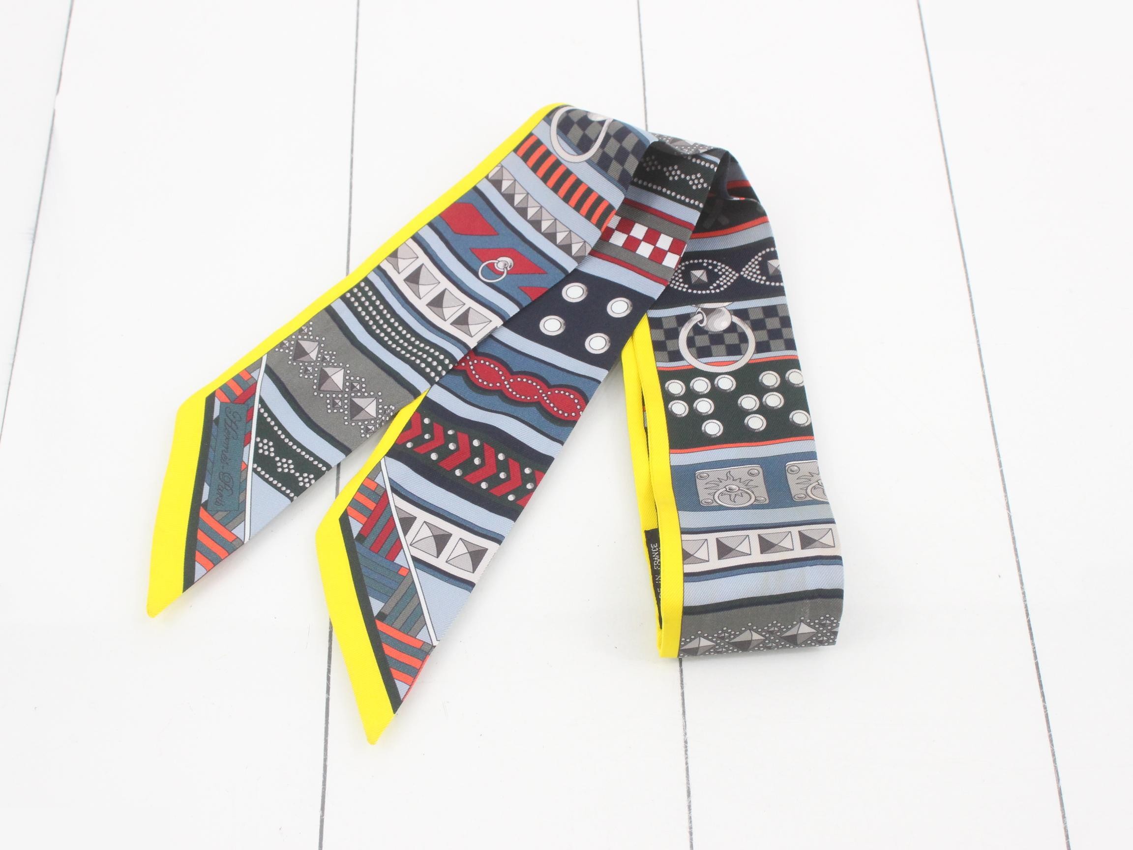 Twilly scarf, yellow and navy — view 2