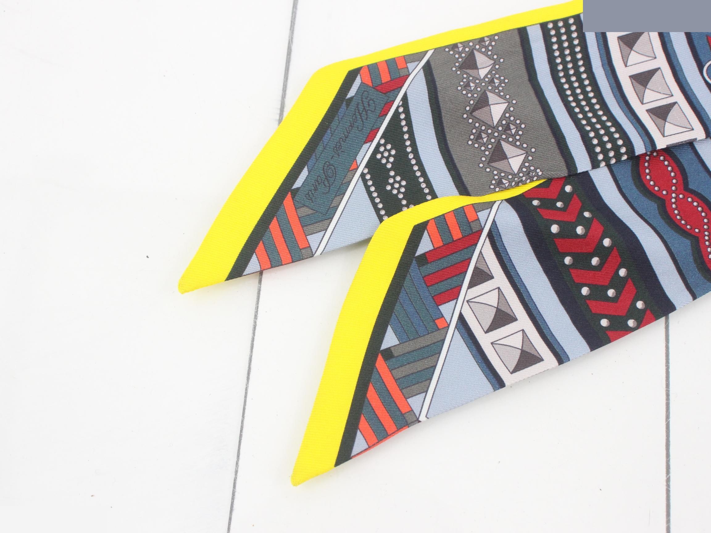 Twilly scarf, yellow and navy — view 3