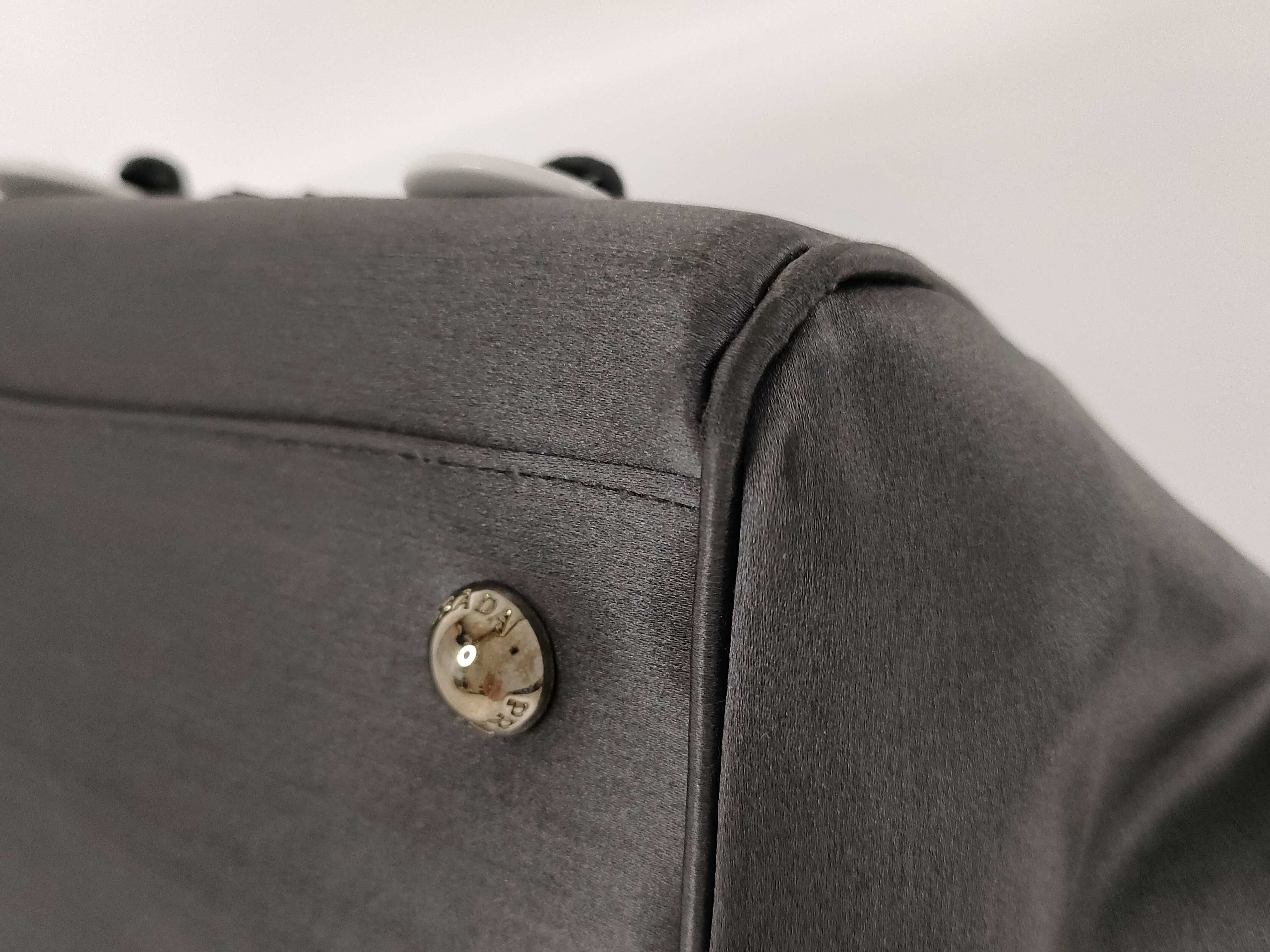 handbag, satin, gray, embroidered handbag — view 6