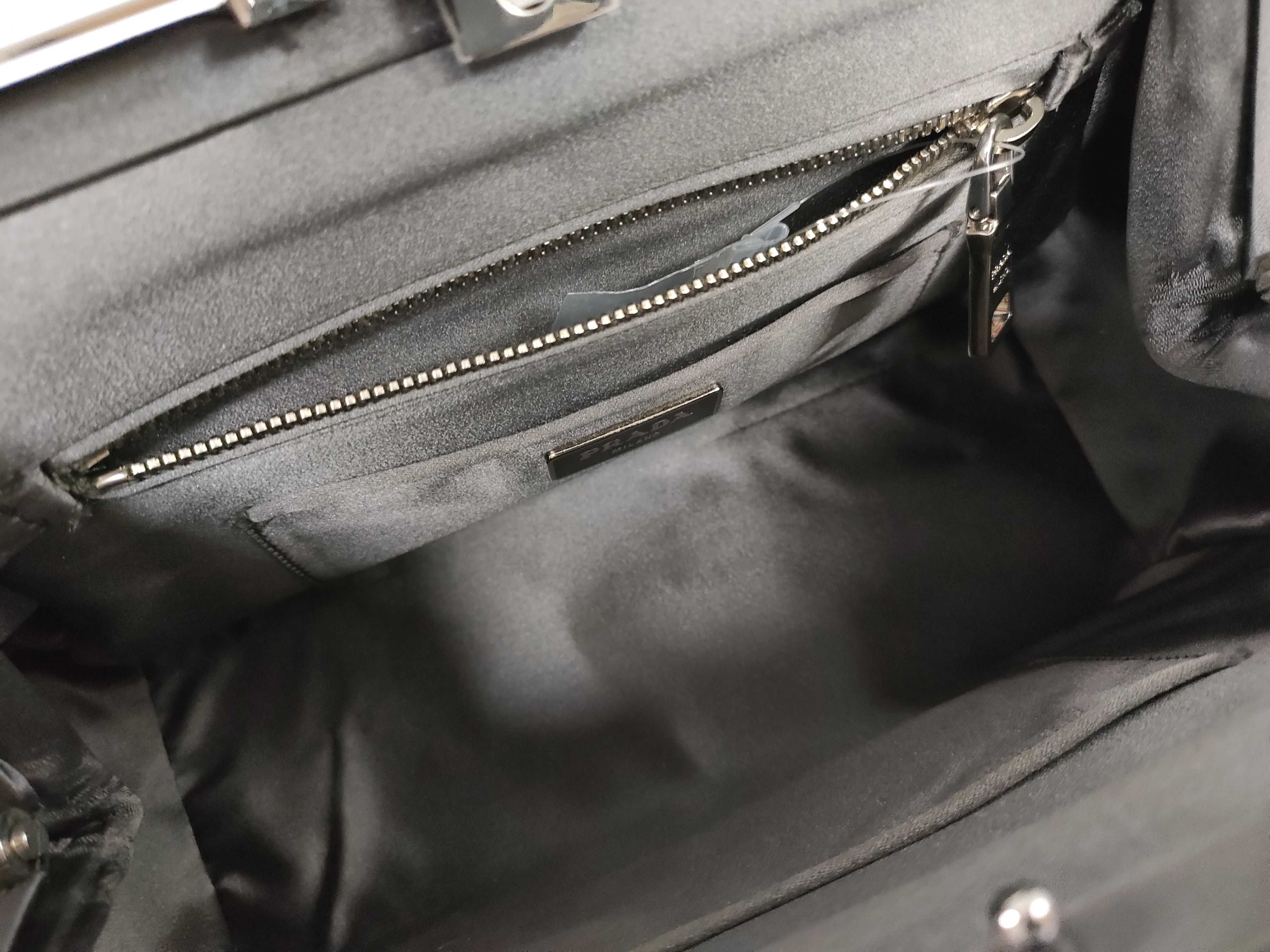 handbag, satin, gray, embroidered handbag — view 9
