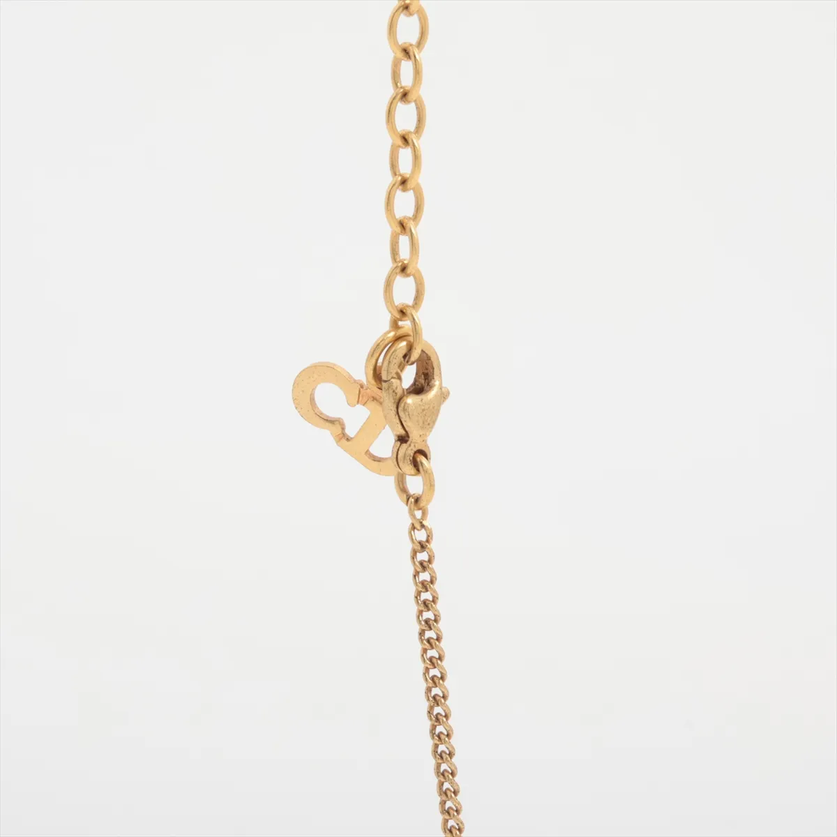 Heart Necklace, GP x Rhinestone, Gold, Dents, — view 3