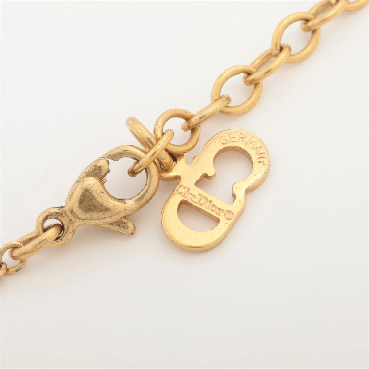 Heart Necklace, GP x Rhinestone, Gold, Dents, — view 4