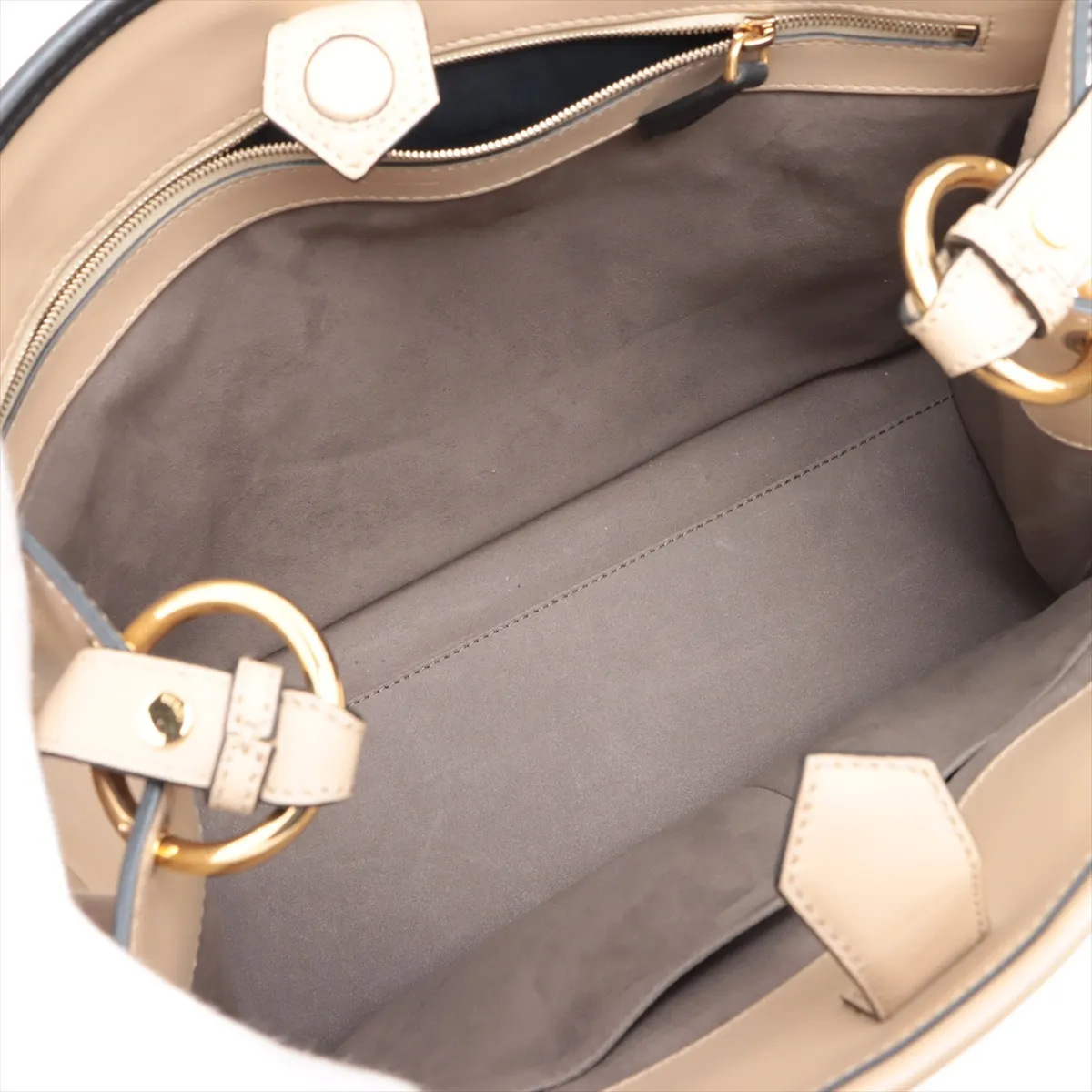 Runaway Leather 2-Way Shoulder Bag, Beige, 8BH343 — view 6