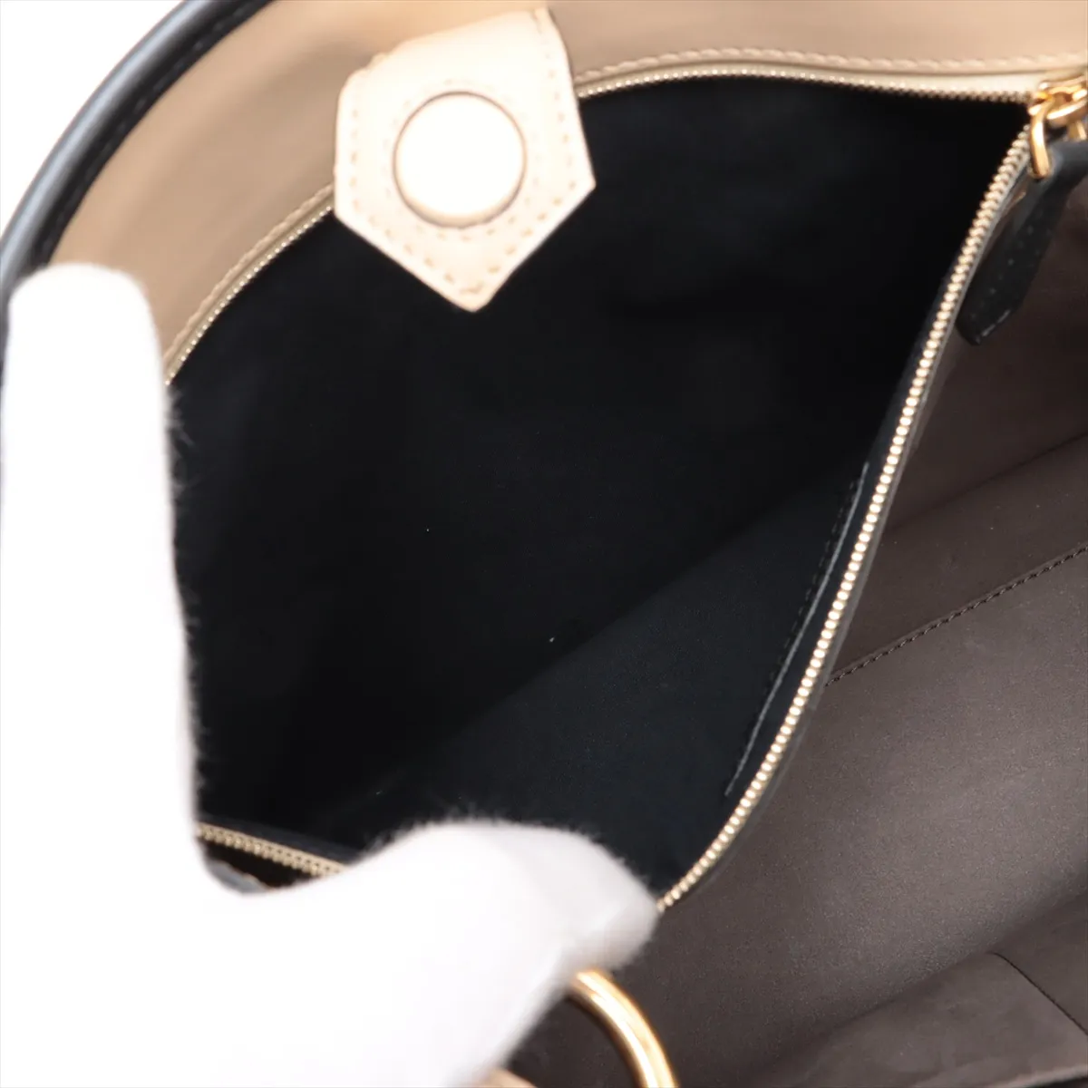 Runaway Leather 2-Way Shoulder Bag, Beige, 8BH343 — view 7