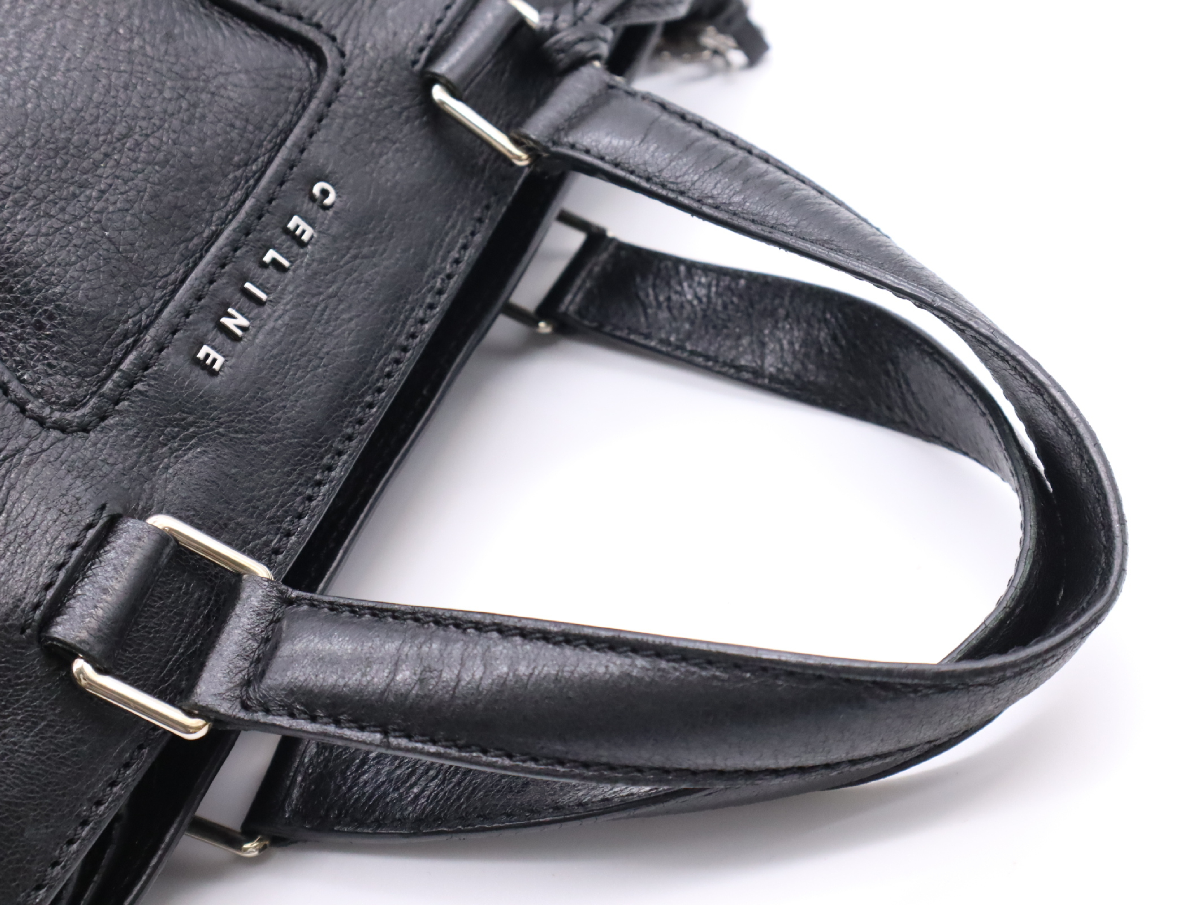 Leather Orlov Tote Bag, Black, Silver Hardware, with Charm — view 12
