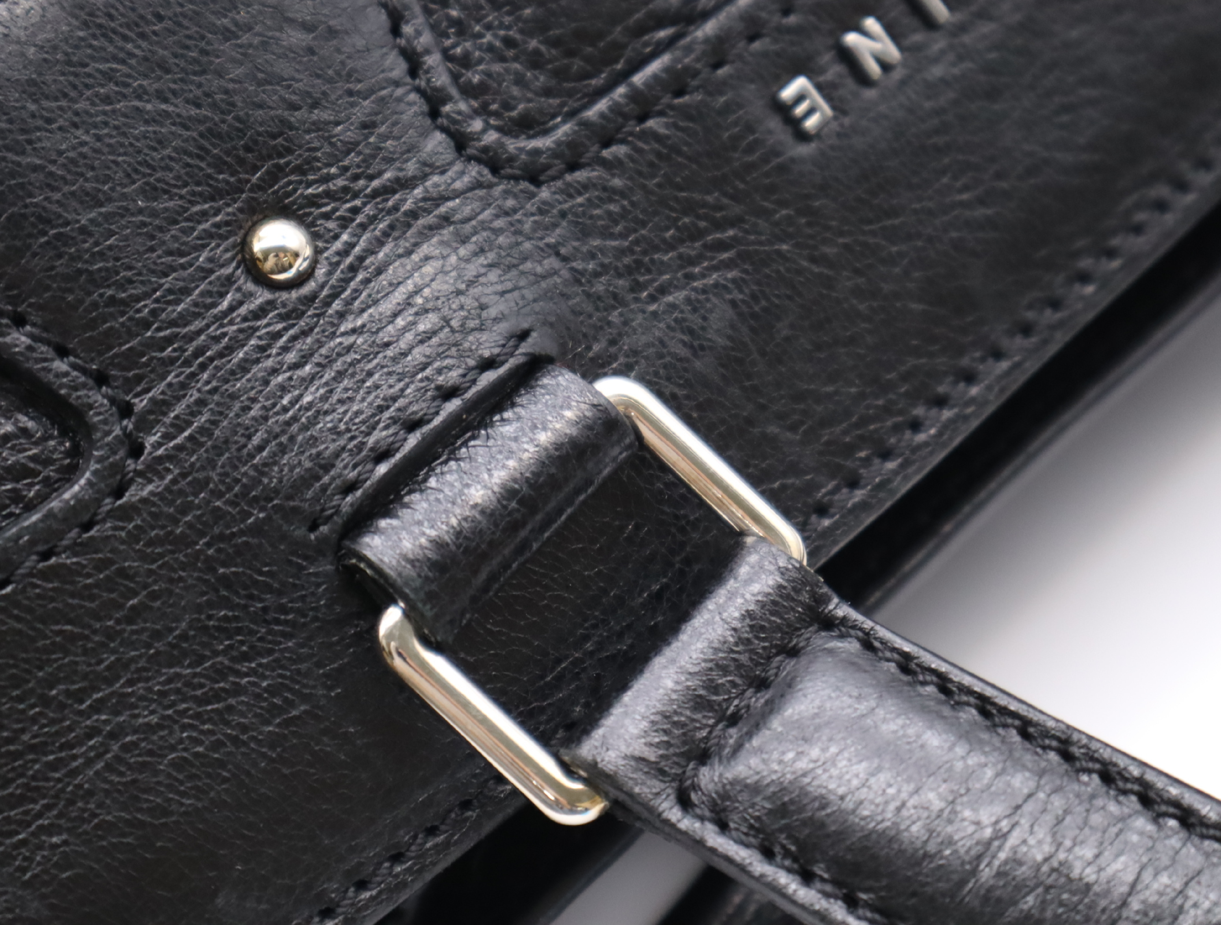 Leather Orlov Tote Bag, Black, Silver Hardware, with Charm — view 9