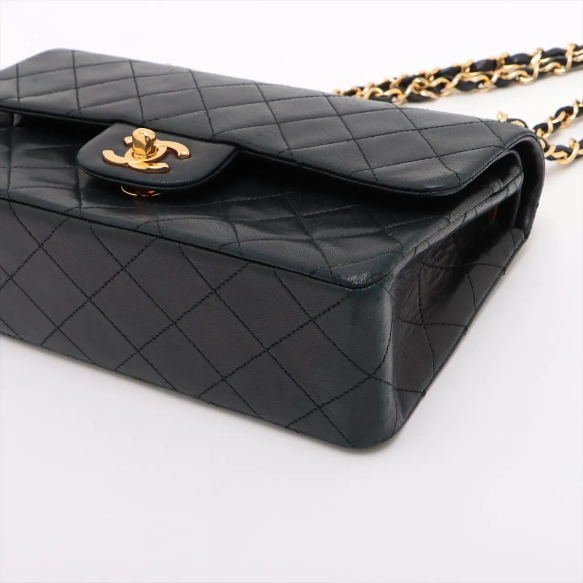 Matelassé 23 Small Lambskin Double Flap Double Chain Bag, Black with Gold Hardware, 0614462 (Serial Number 0-series, A01113) — view 3