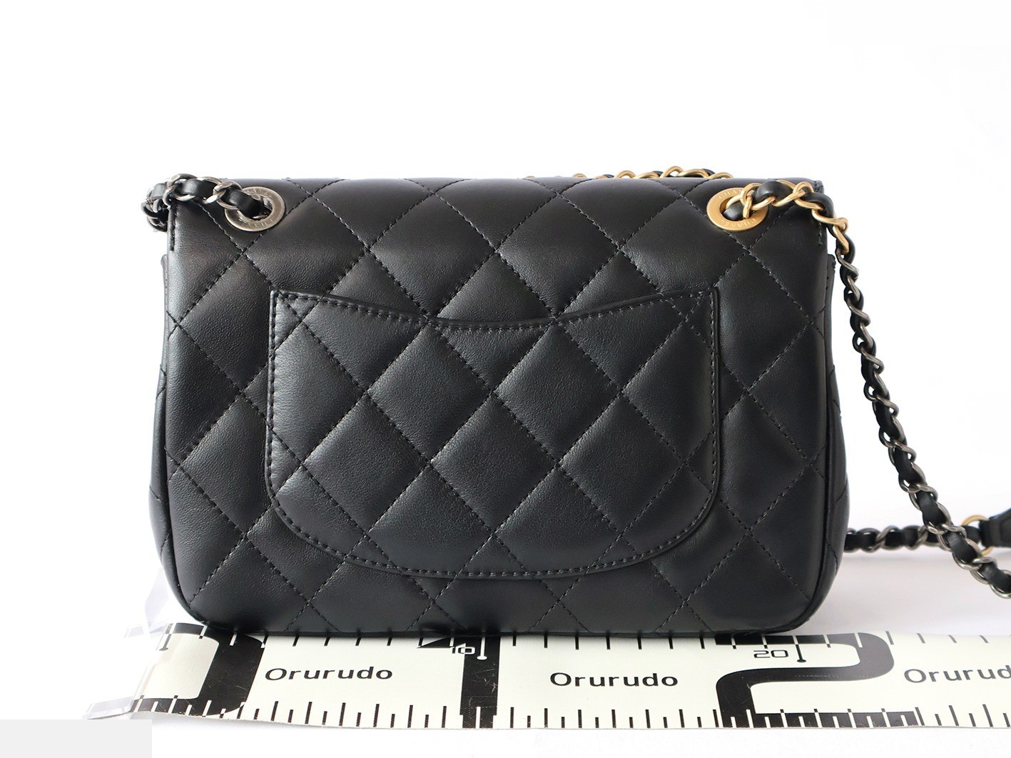 Matelassé Double Chain Shoulder Bag, Black — view 2