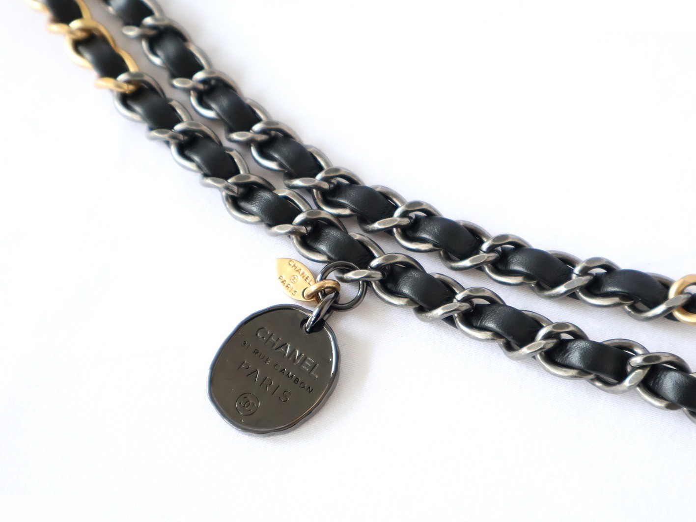 Matelassé Double Chain Shoulder Bag, Black — view 9