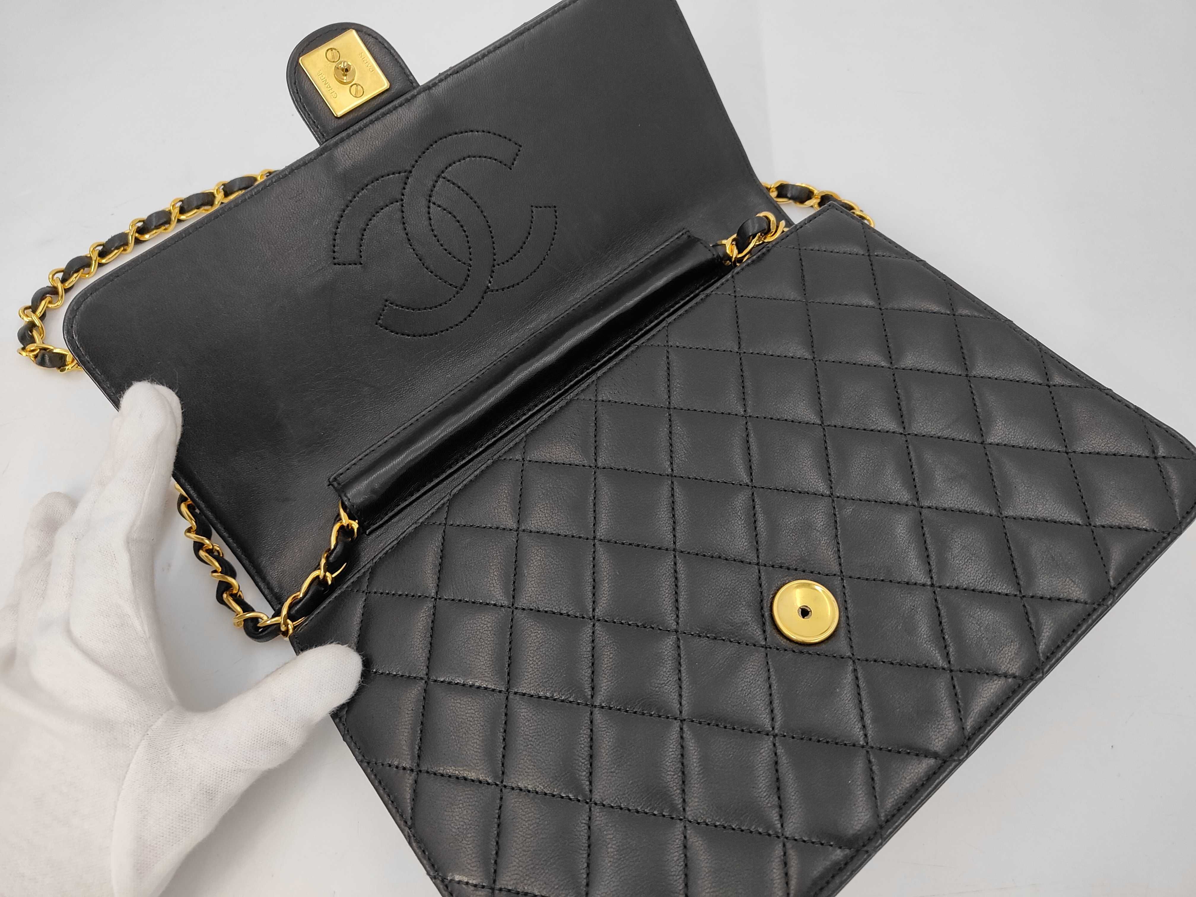 Matelassé S-flap/S-chain push-lock lambskin shoulder bag — view 7