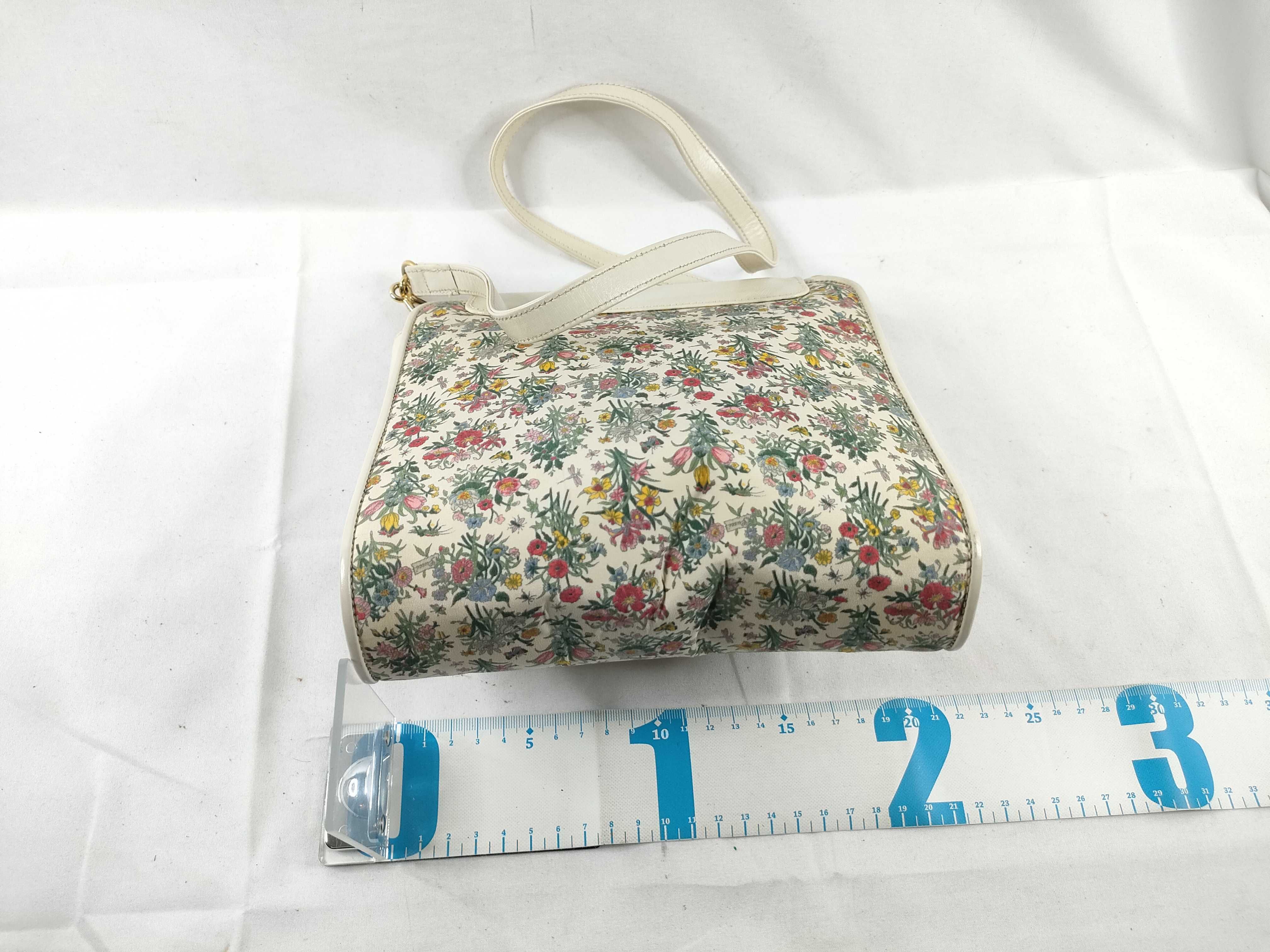 Floral Pattern Shoulder Bag with Turnlock Closure — view 2