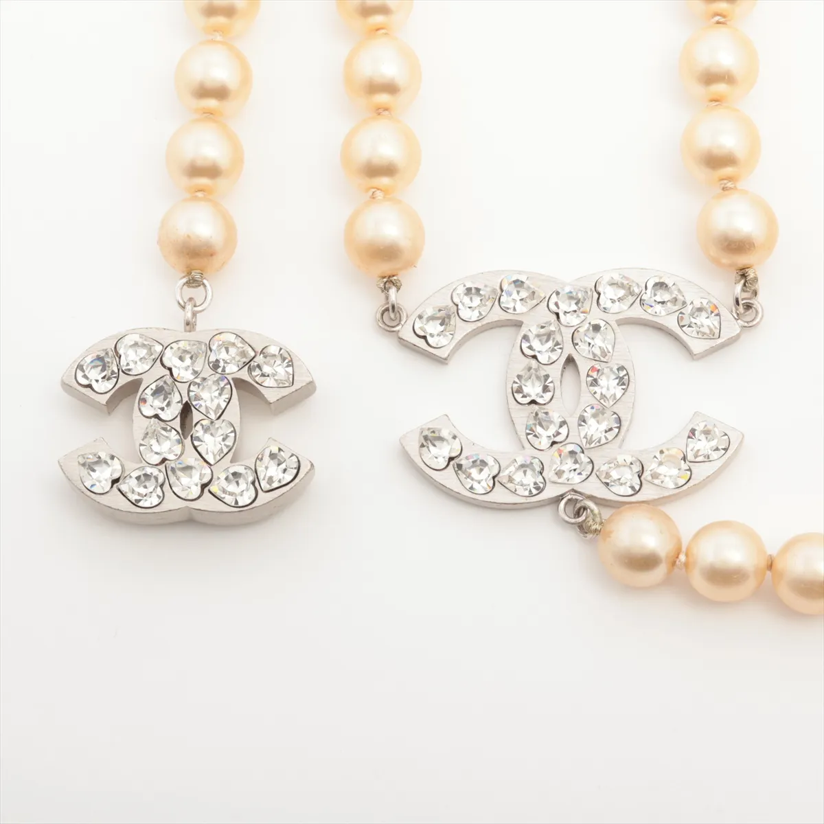 Coco Mark 04A Necklace, GP x Faux Pearl, Silver. Shows signs of wear, tarnishing, — view 2