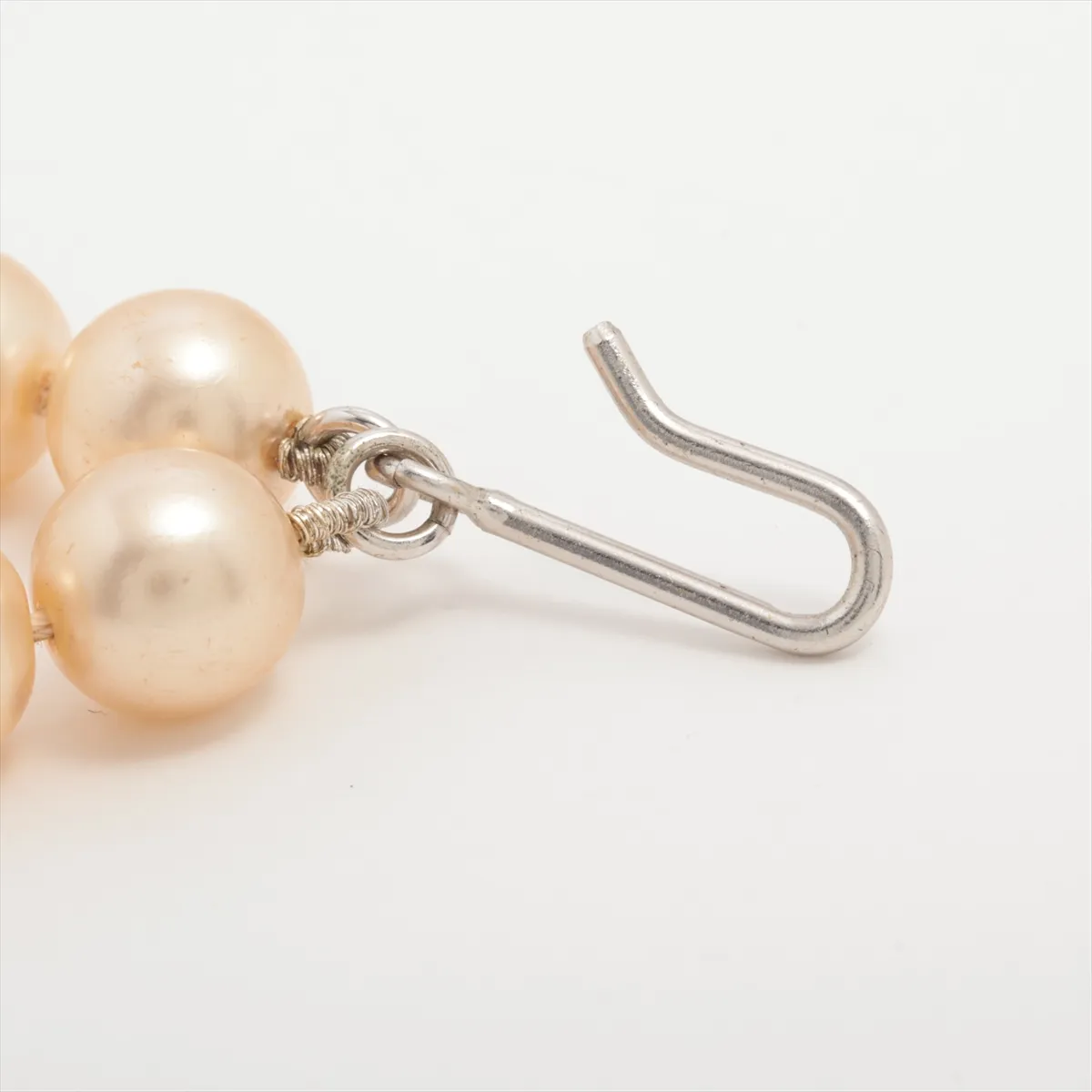 Coco Mark 04A Necklace, GP x Faux Pearl, Silver. Shows signs of wear, tarnishing, — view 4