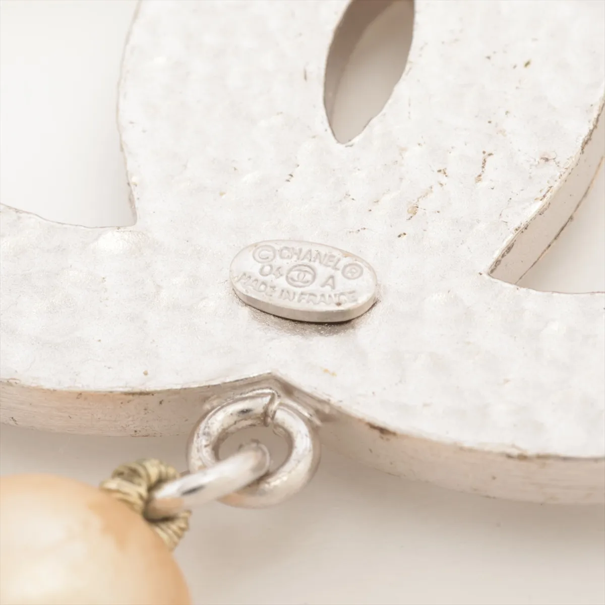 Coco Mark 04A Necklace, GP x Faux Pearl, Silver. Shows signs of wear, tarnishing, — view 5