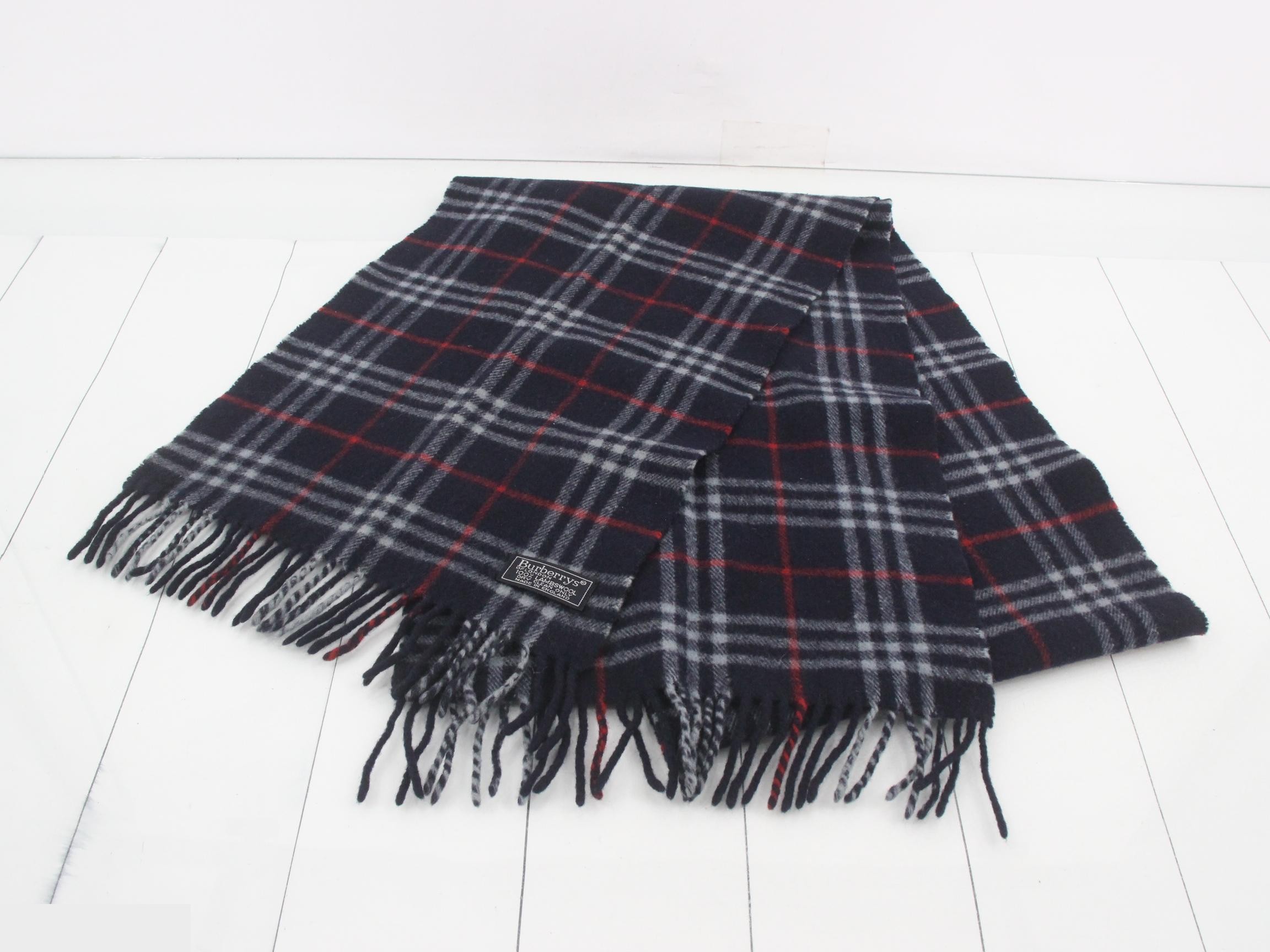 Tag attached, 100% cashmere check scarf — view 2