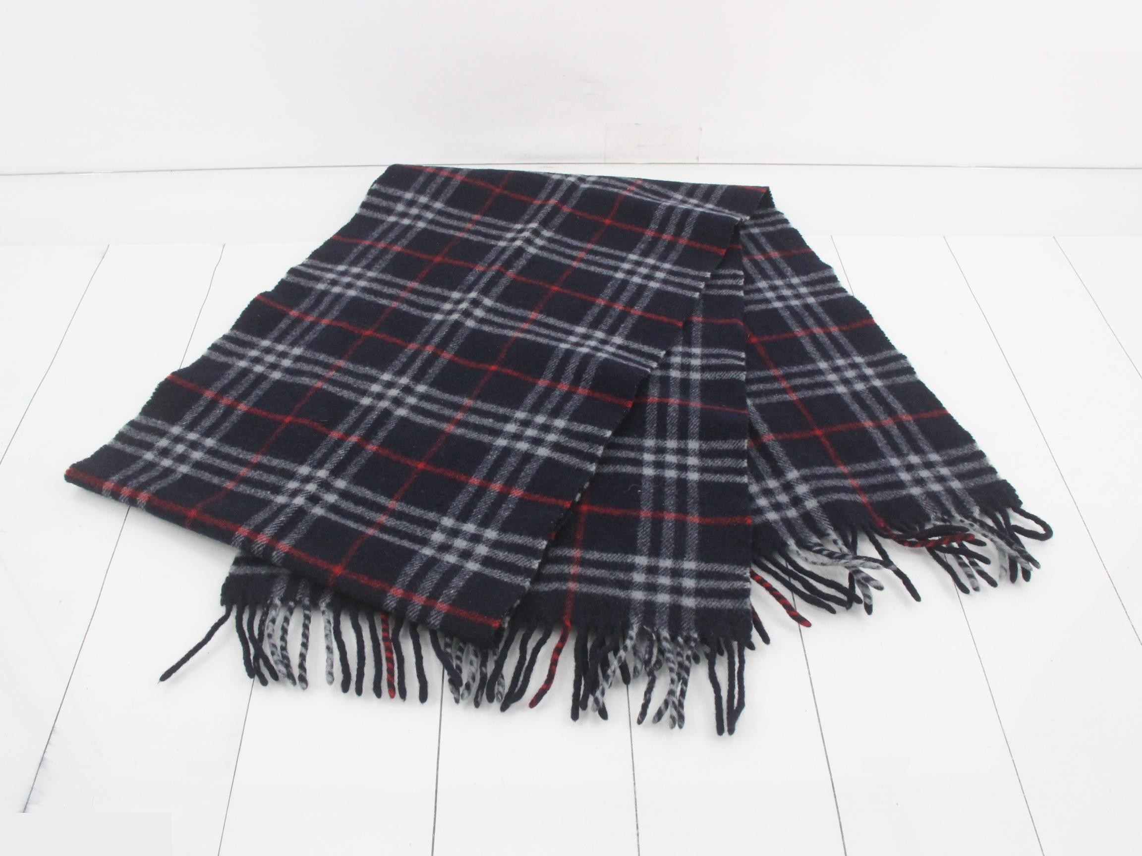 Tag attached, 100% cashmere check scarf — view 3