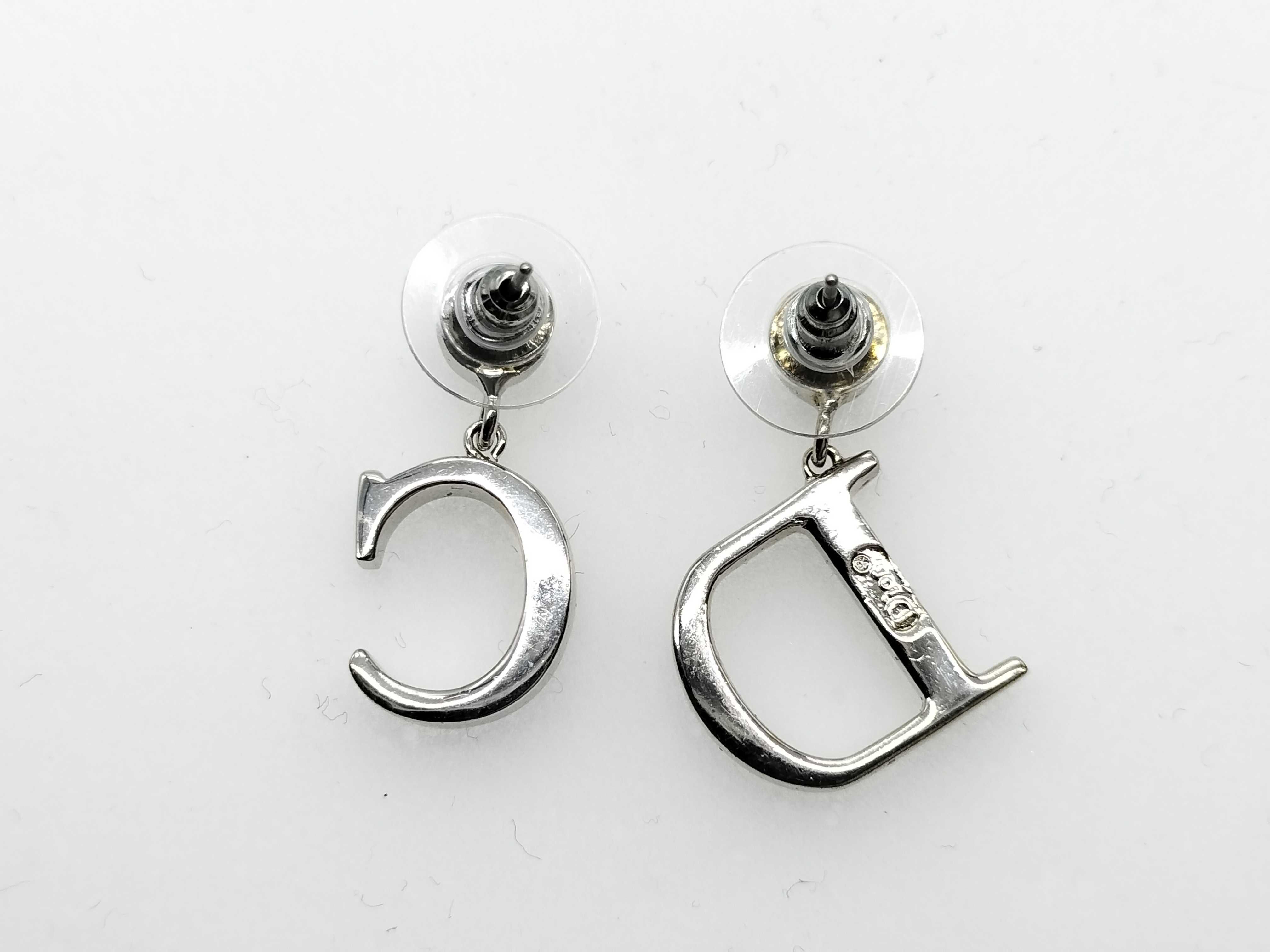 CD logo rhinestone earrings — view 3