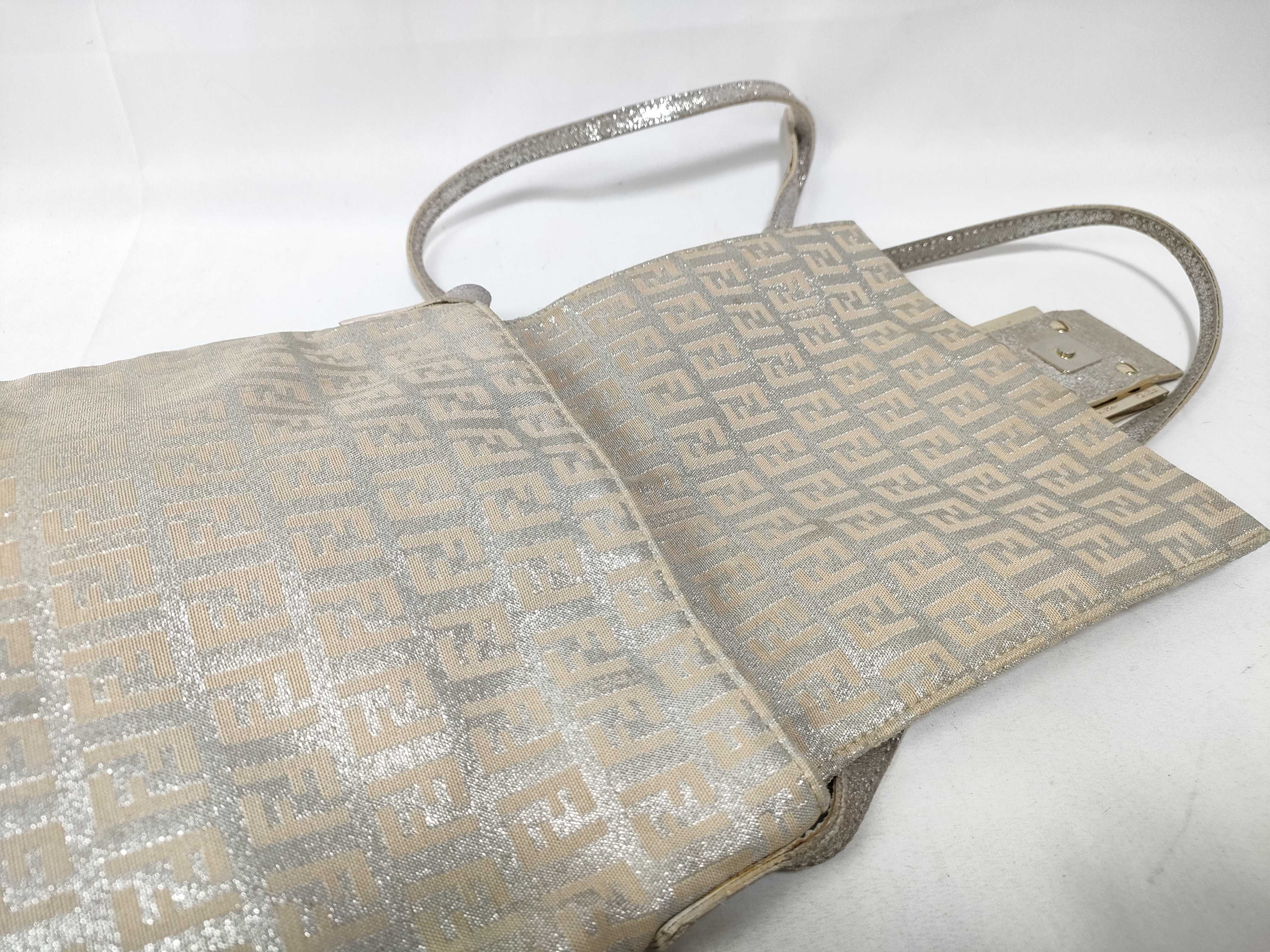 Mamma Bucket Lame Zucchino Canvas Leather Shoulder Bag — view 11