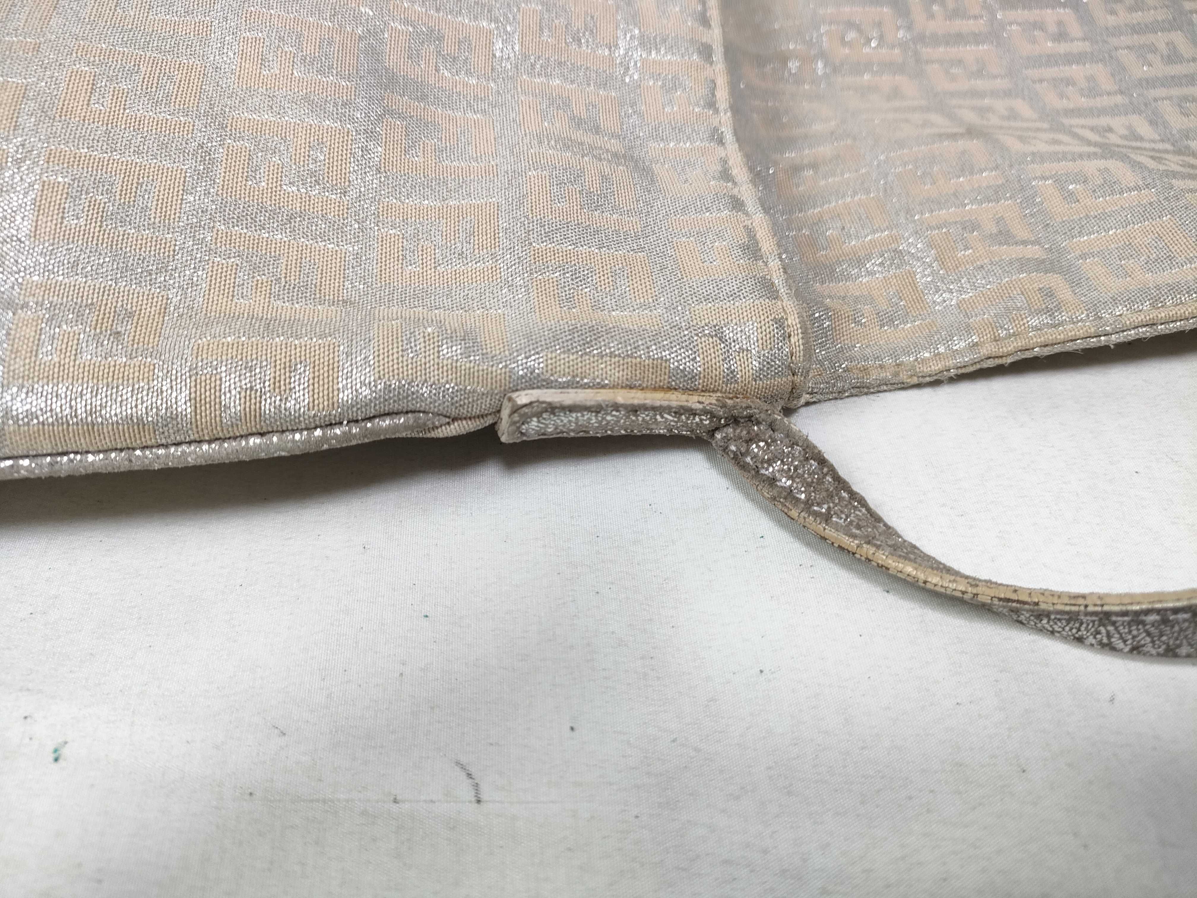 Mamma Bucket Lame Zucchino Canvas Leather Shoulder Bag — view 6