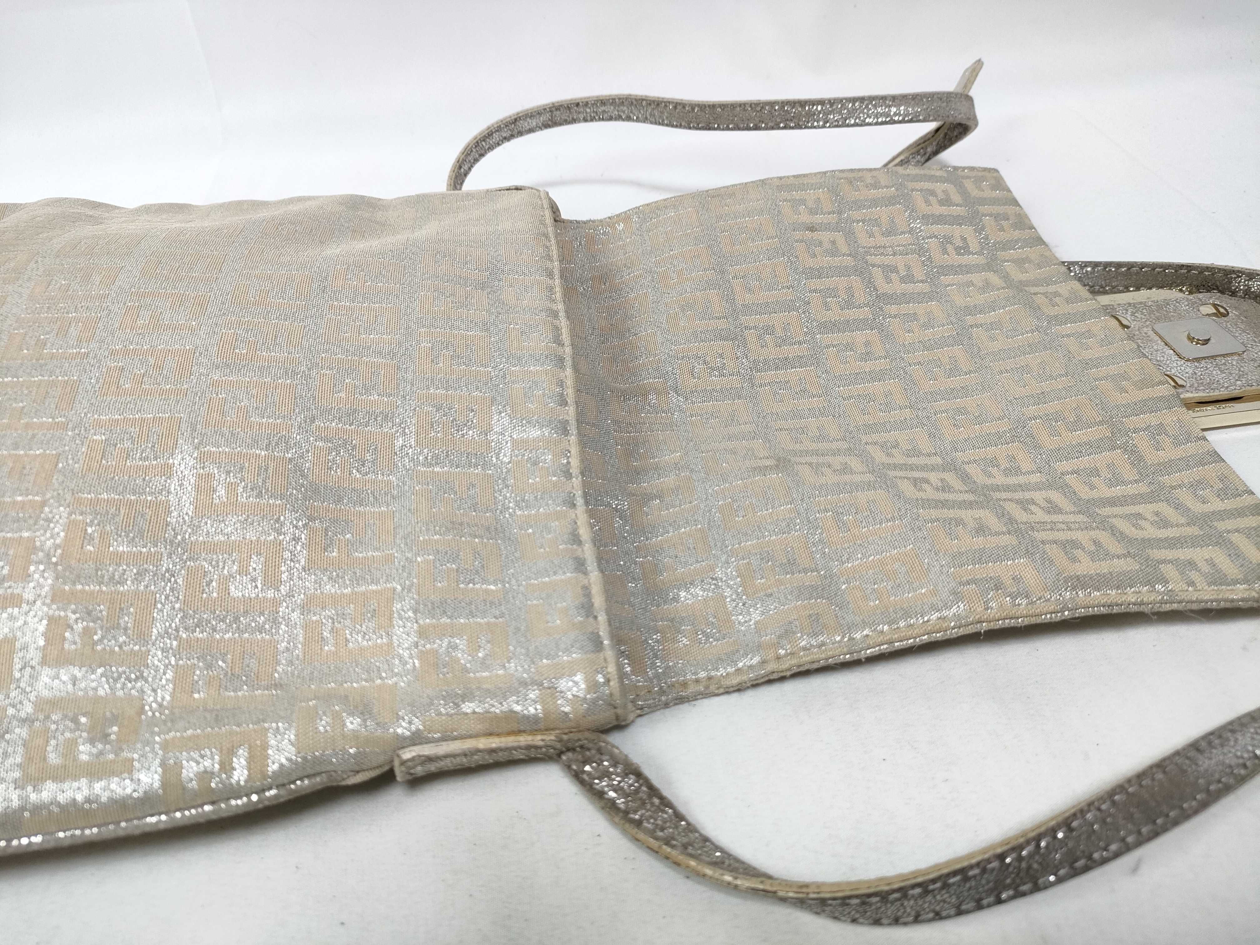 Mamma Bucket Lame Zucchino Canvas Leather Shoulder Bag — view 7