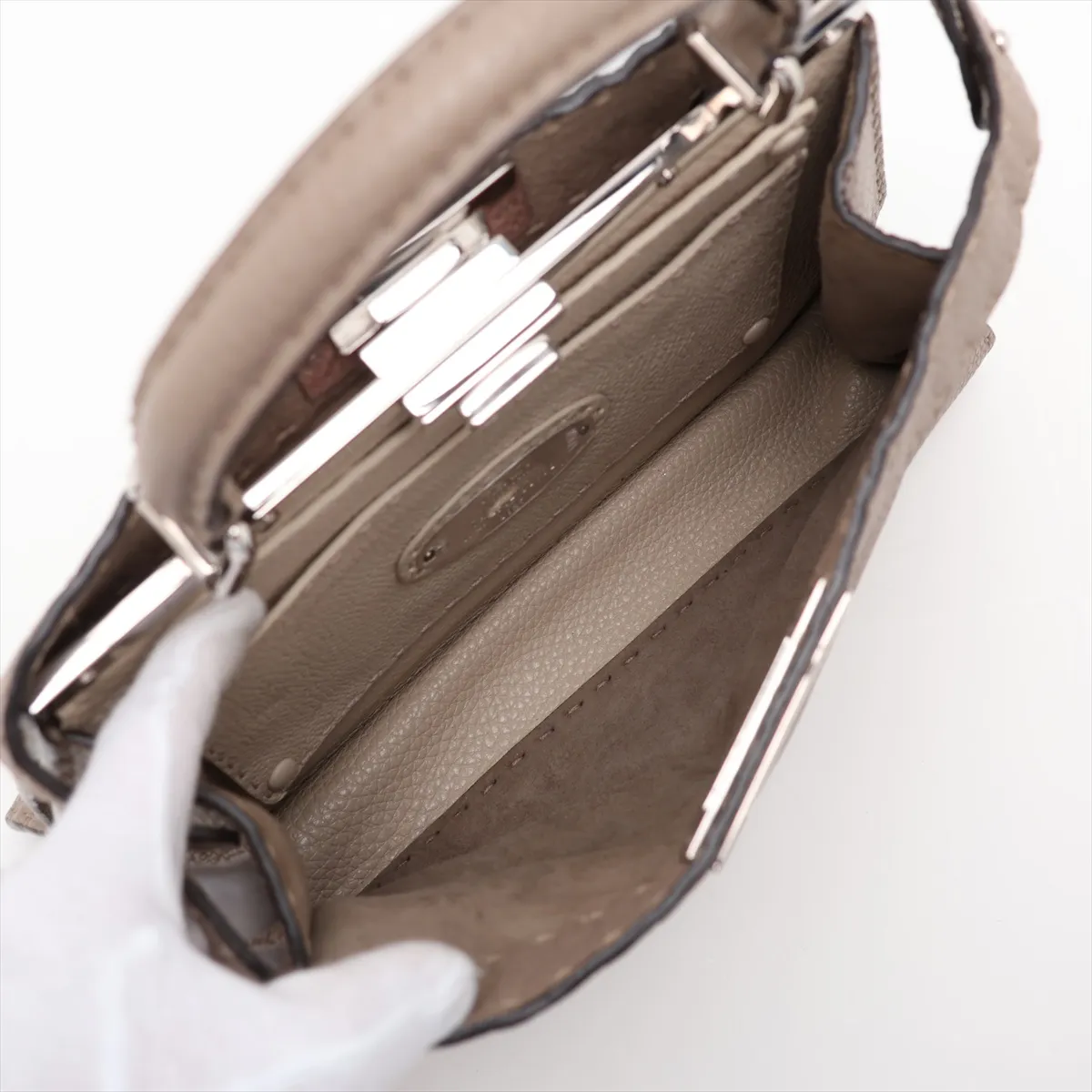 Selleria Peekaboo I.U Medium Leather 2-Way Handbag Brown 8BN321 — view 8